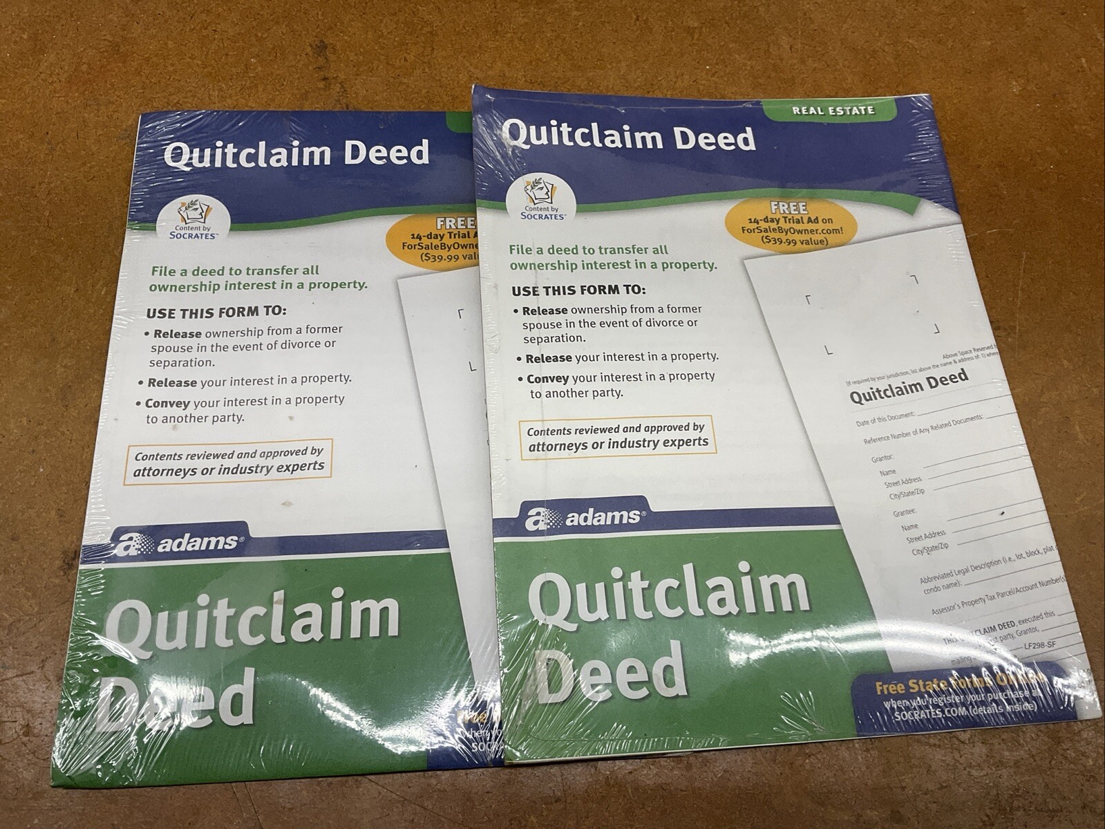 Adams Quitclaim Deed Form and Instructions 8.5″ x 11″ 4 Sets/Book (LF298)