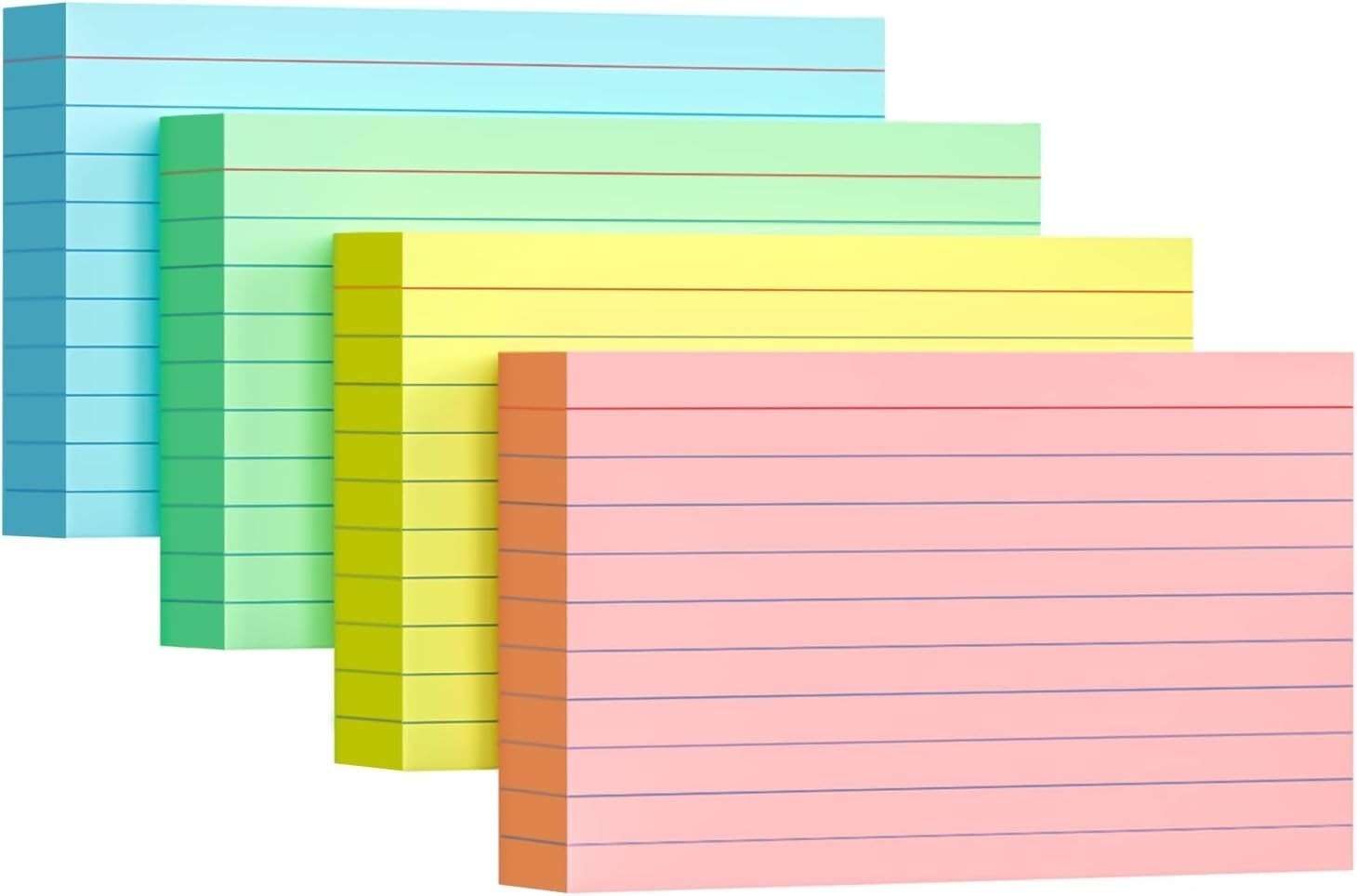Colored Index Cards 3×5, 200 Pack, 180gsm Heavy Ruled Index Cards, Flash Card…
