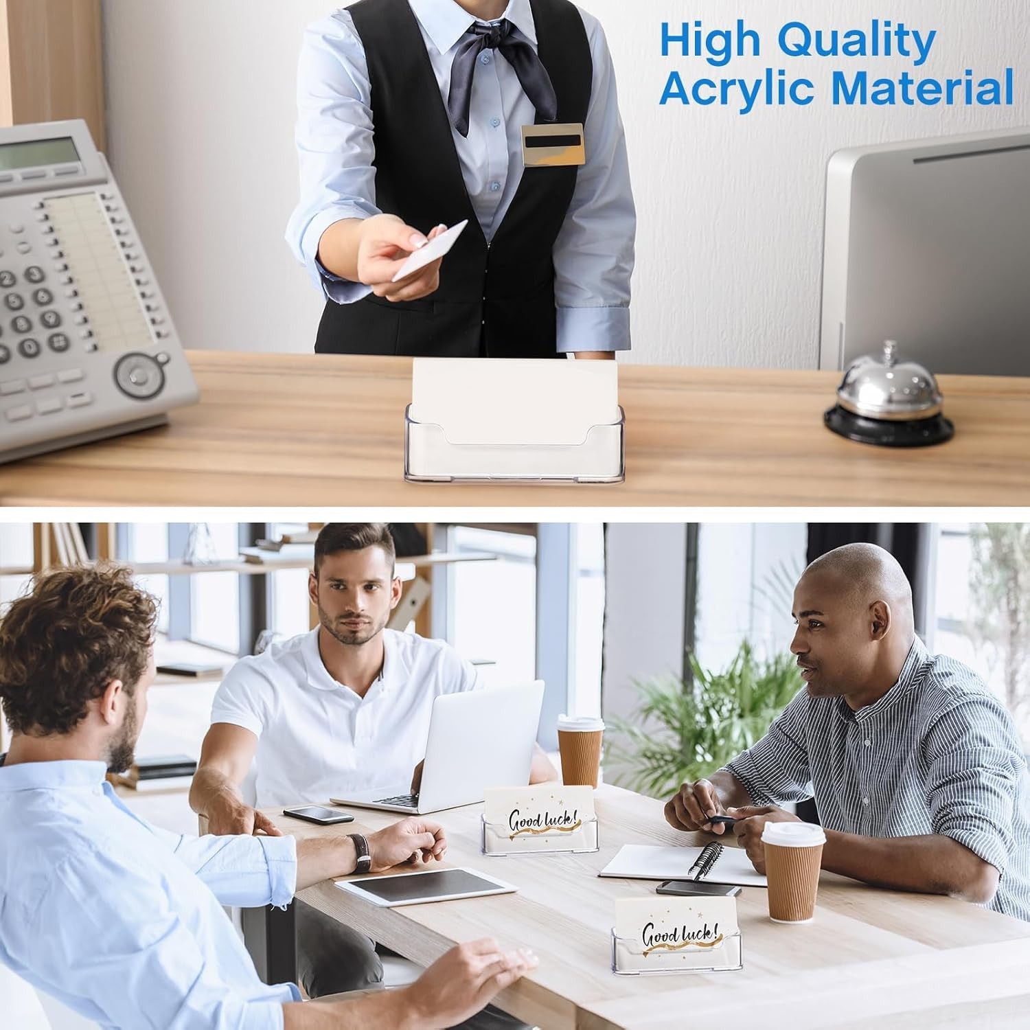 50 Pack Business Card Holder for Desk Acrylic Business Card Holder Display Clear
