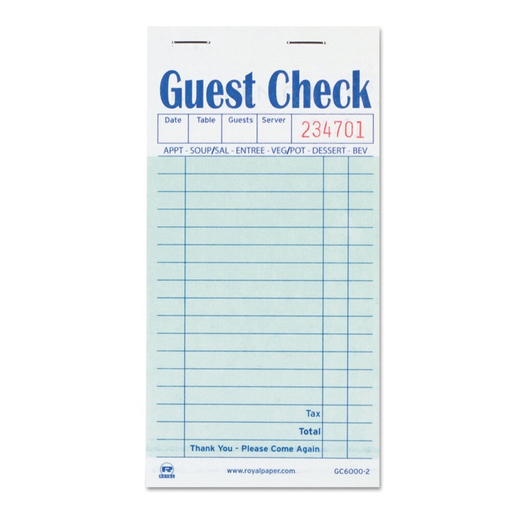 AmerCareRoyal GC60002 3.5″ x 6.7″ 17 Lines Guest Check Pad (50 Pads/CT) New