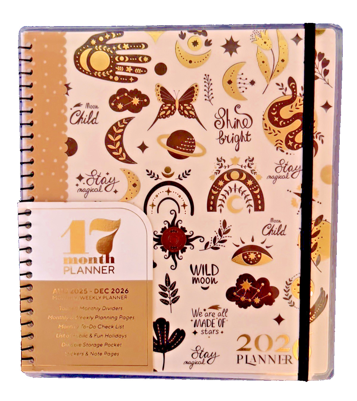 17 Month Planner SHINE BRIGHT Aug 2025 – Dec 2026 Weekly Planning Note Page Gift