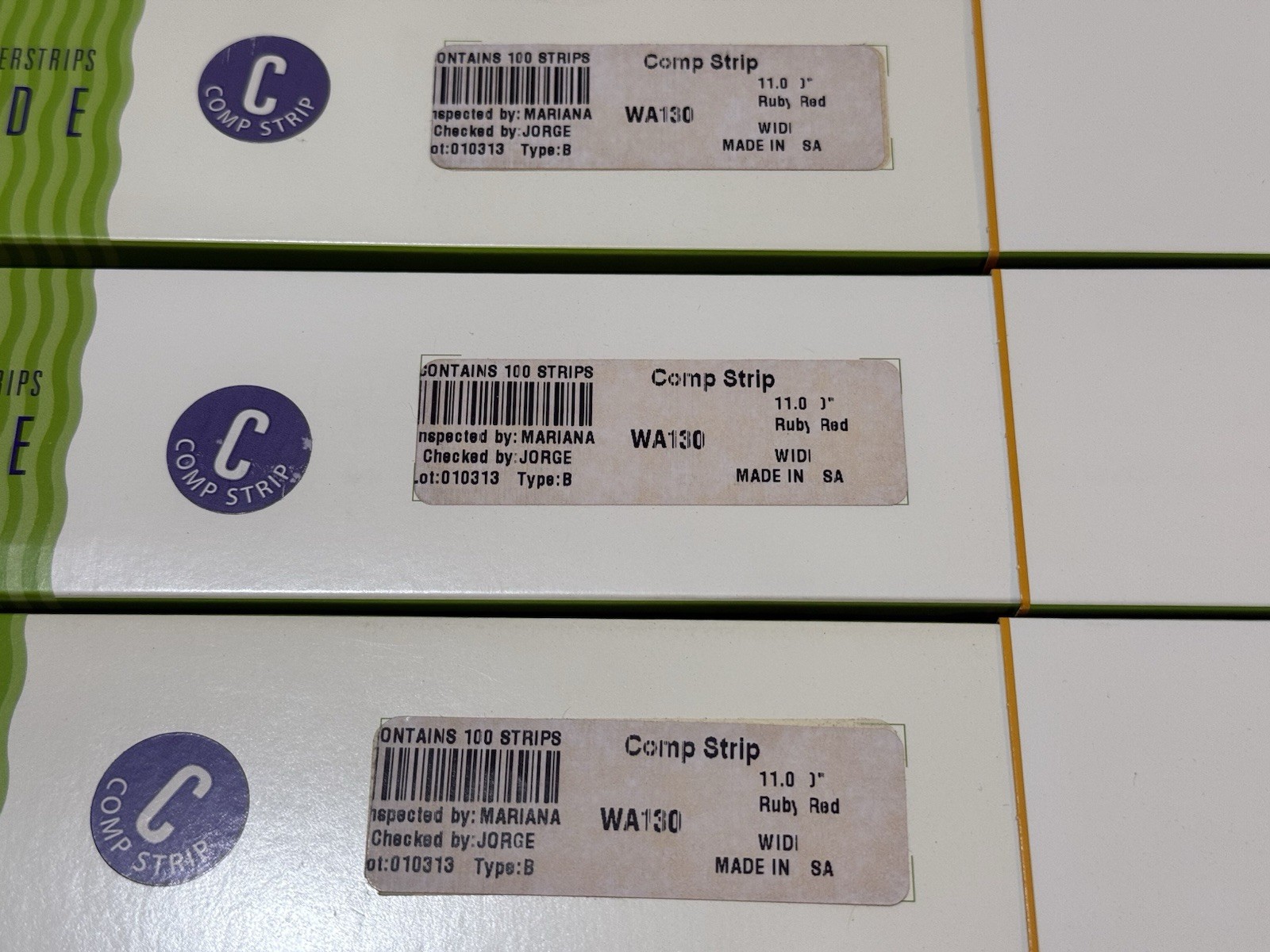 Lot of 3 – Powis Fastback 11″ Wide Ruby Red Comp Strip WA130 – 100 Per Box