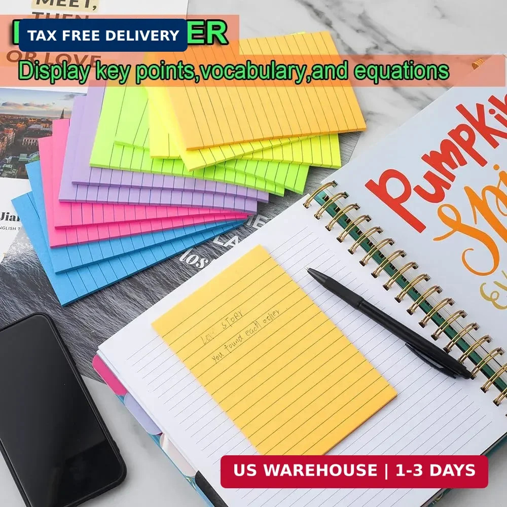 (6 Pack) Lined Sticky Notes 4×6 in,Large Notepads with Lines,Ruled Stickies Supe
