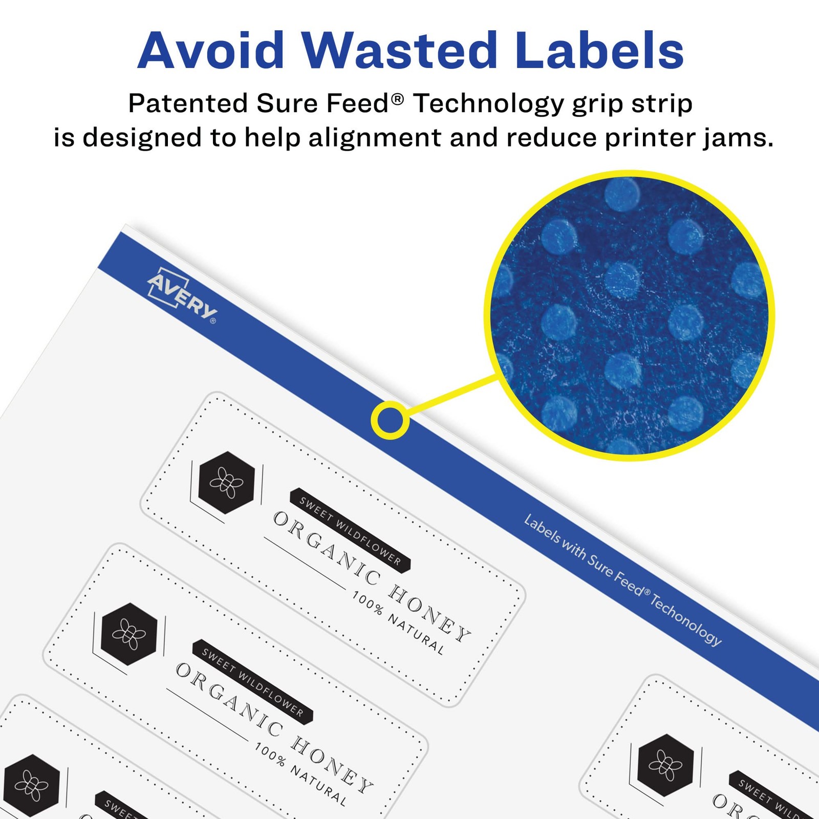 Avery Glossy Clear Rectangle Labels Sure Feed Technology 15/16 X 3-7/16 450