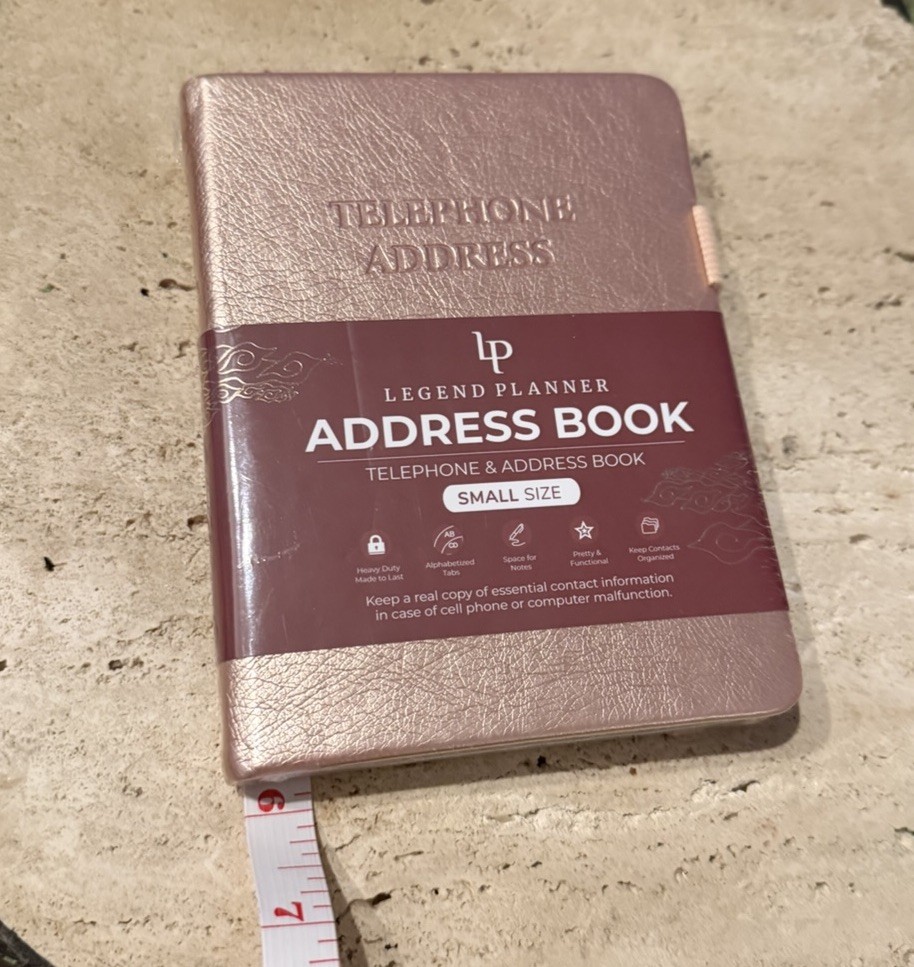 Legend Planner Address Book Small Rose Gold Alphabetized Tabs Password Log