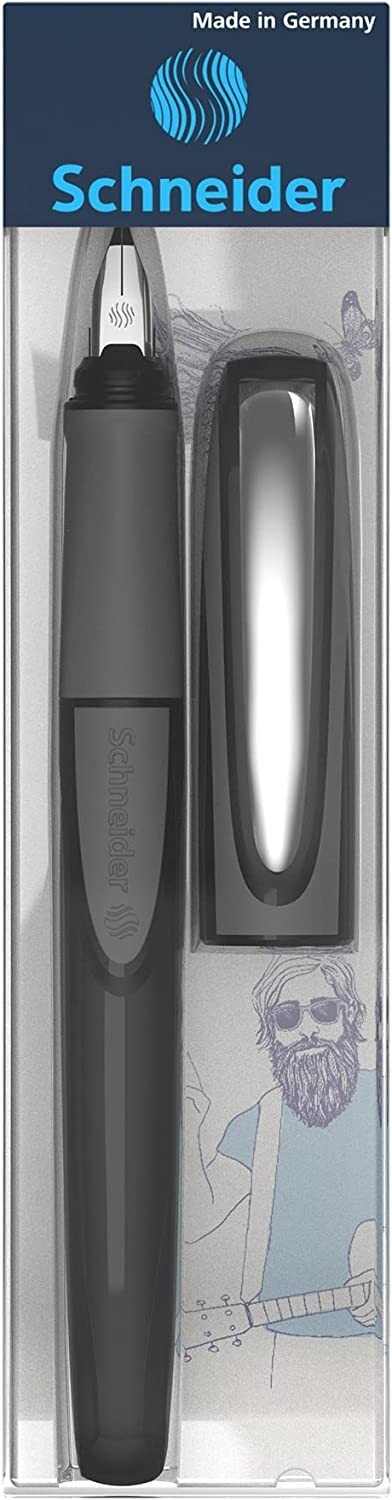 Schneider Ray Fountain Pen M (Medium) Refillable Onyx Barrel Royal Blue Erasable