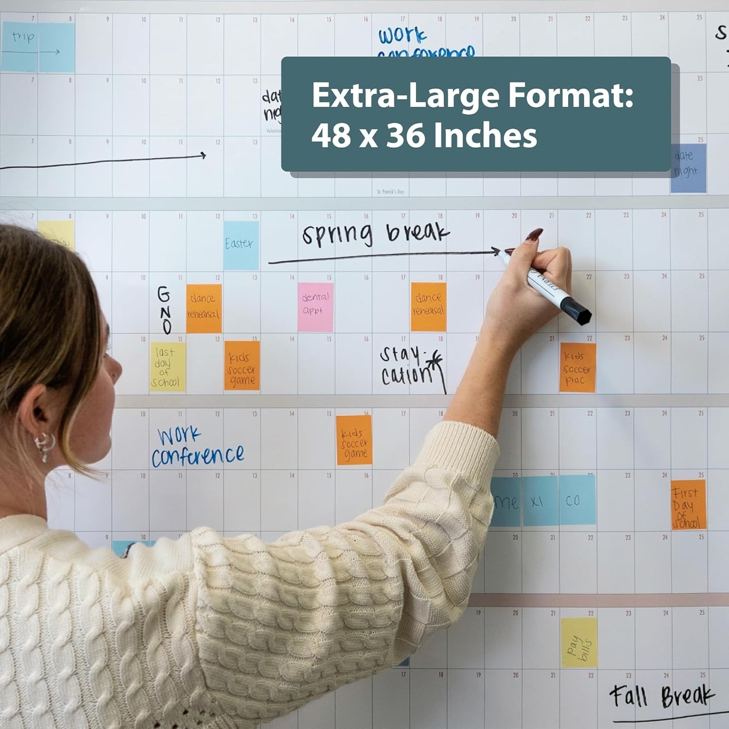 Own the Year GIANT UNDATED Wall Calendar | 4ft x 3ft Full-Year Dry Erase Plan…