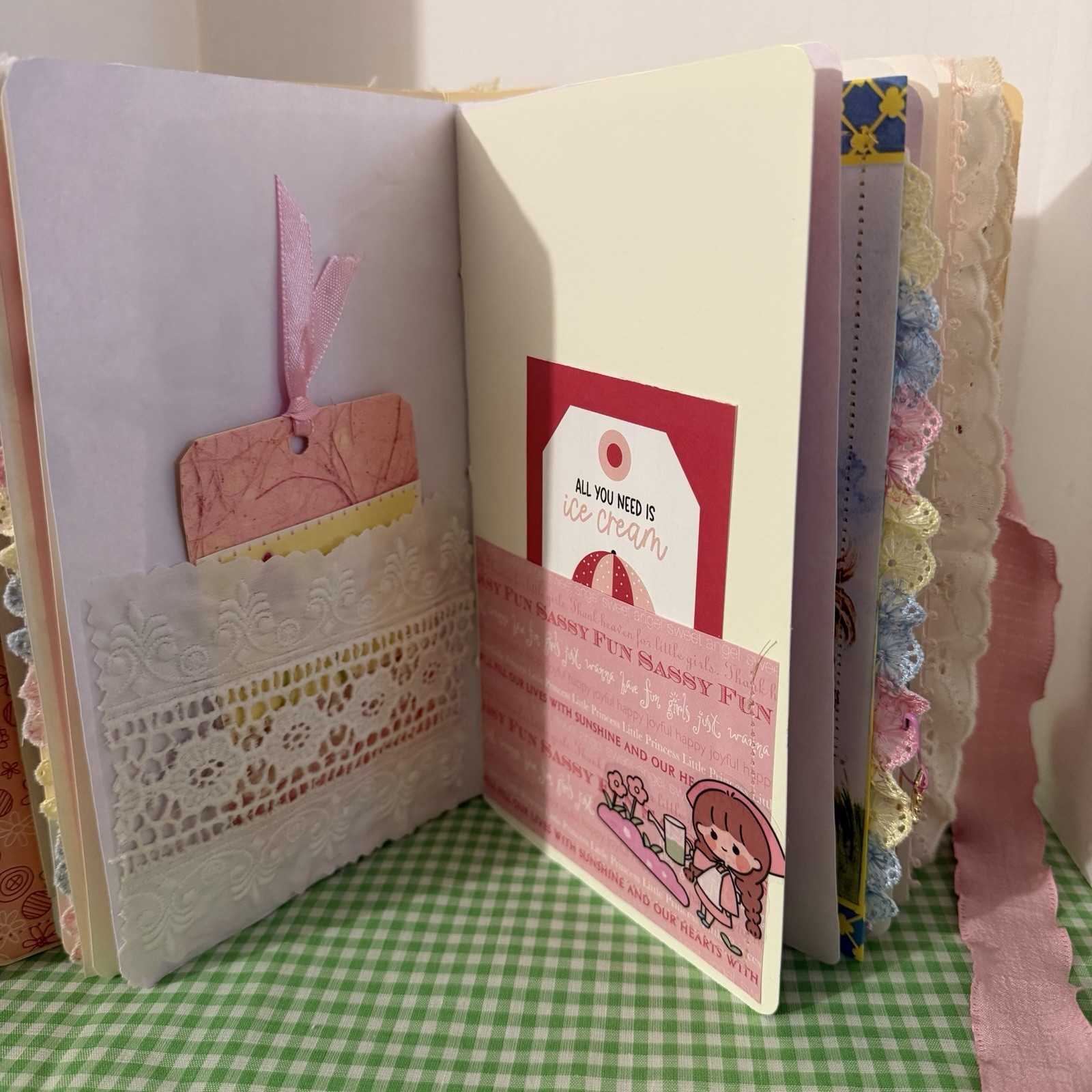 Handmade Sewing Pattern Junk Journal Embellished/56 Pages To Journal