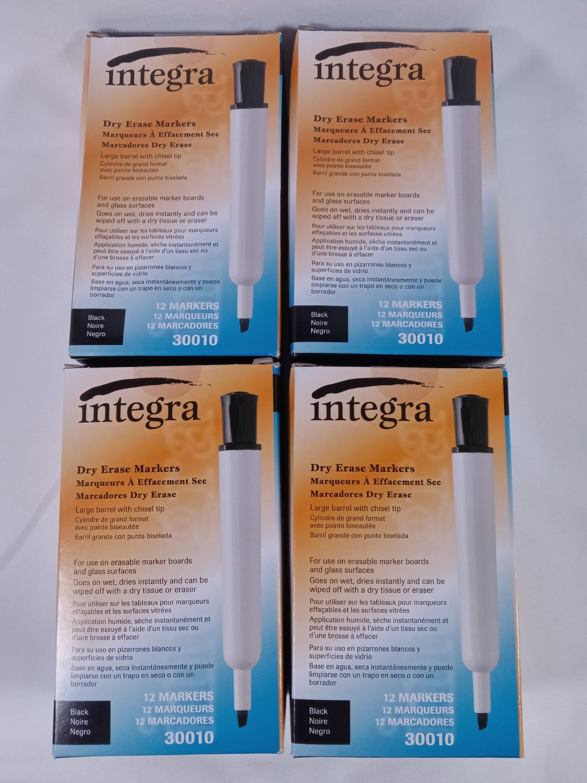 Dry-Erase Marker Chisel Tip Black 48 Count #30010 (4 Boxes Of 12 Each) lot