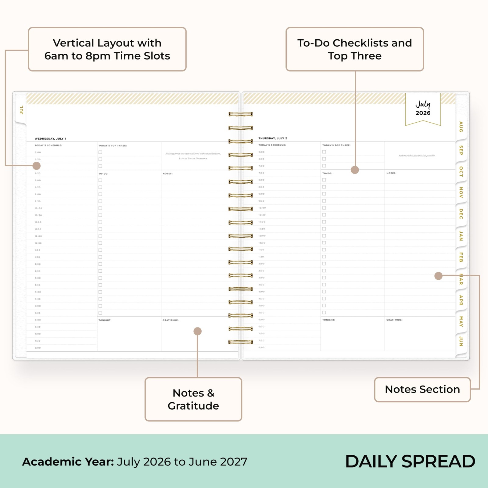 Day Designer 2026-2027 Daily and Monthly Academic Year Planner Calendar, July…