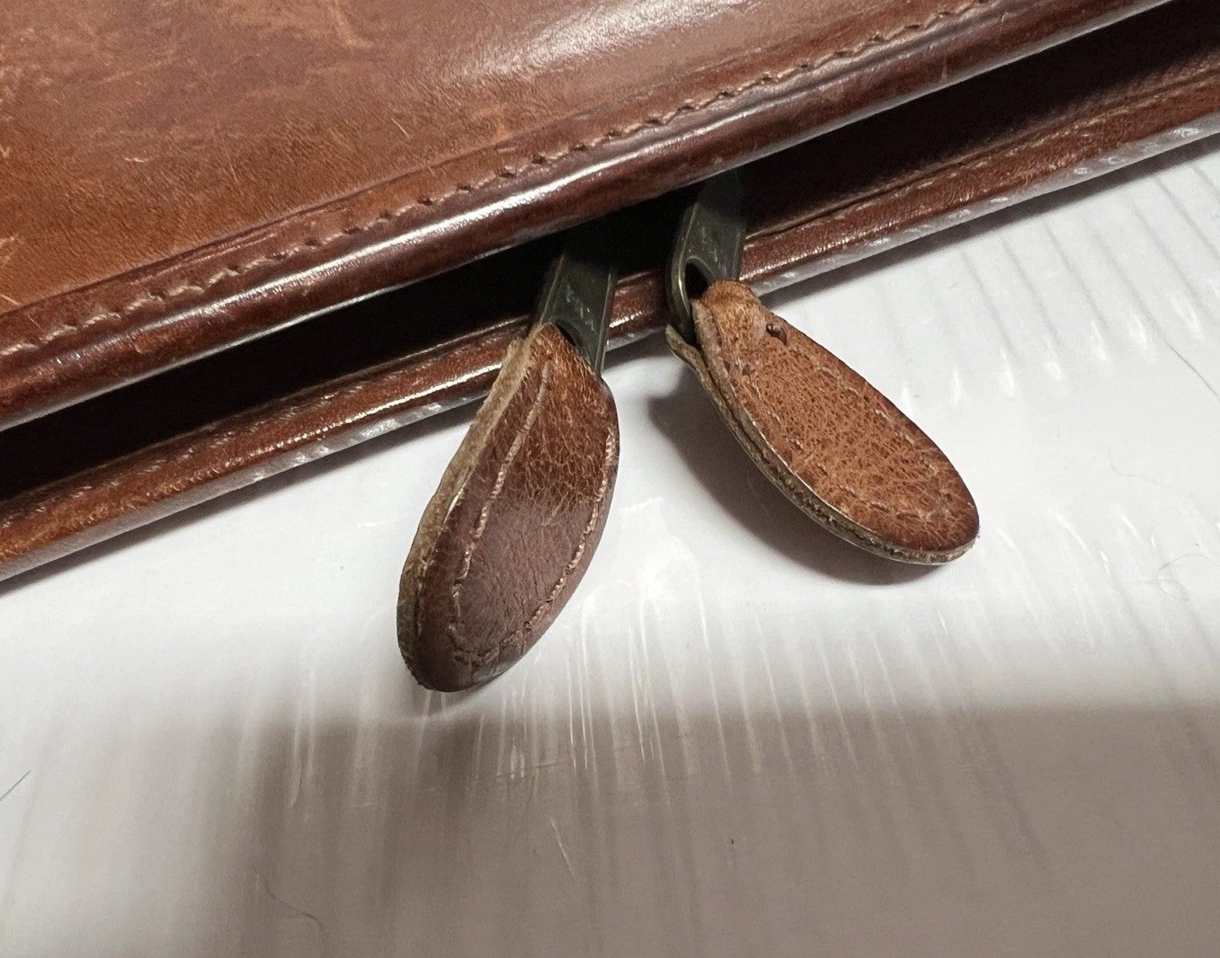 Vintage Day Timer Planner Brown Genuine Leather Organizer Binder Zip 7 Rings