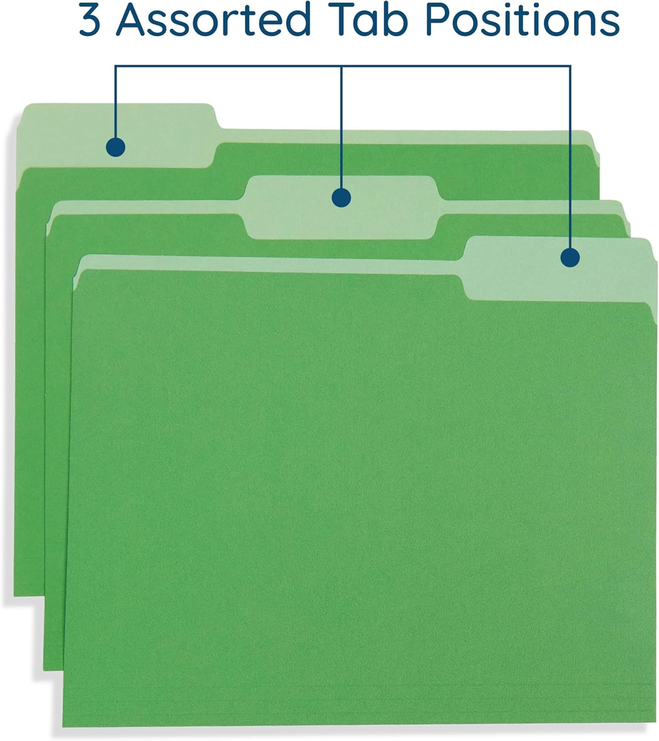 File Folders Letter Size 1/3 Cut Tabs 100 Pk Various Colors Two Tone Durable