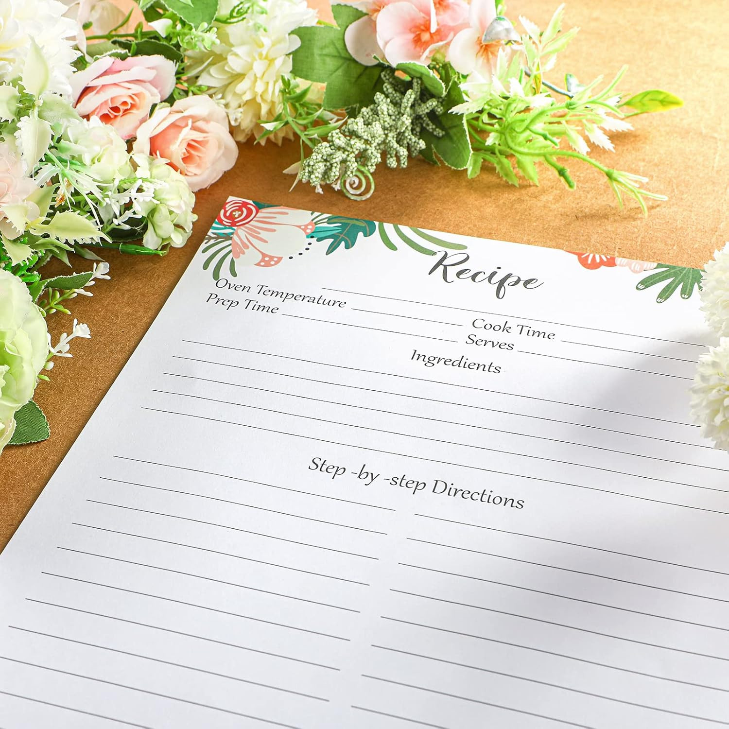 50 Sheets Recipe Paper Full Size Recipe Refill Pages 8.5 x 11 Inch Cards for Bin