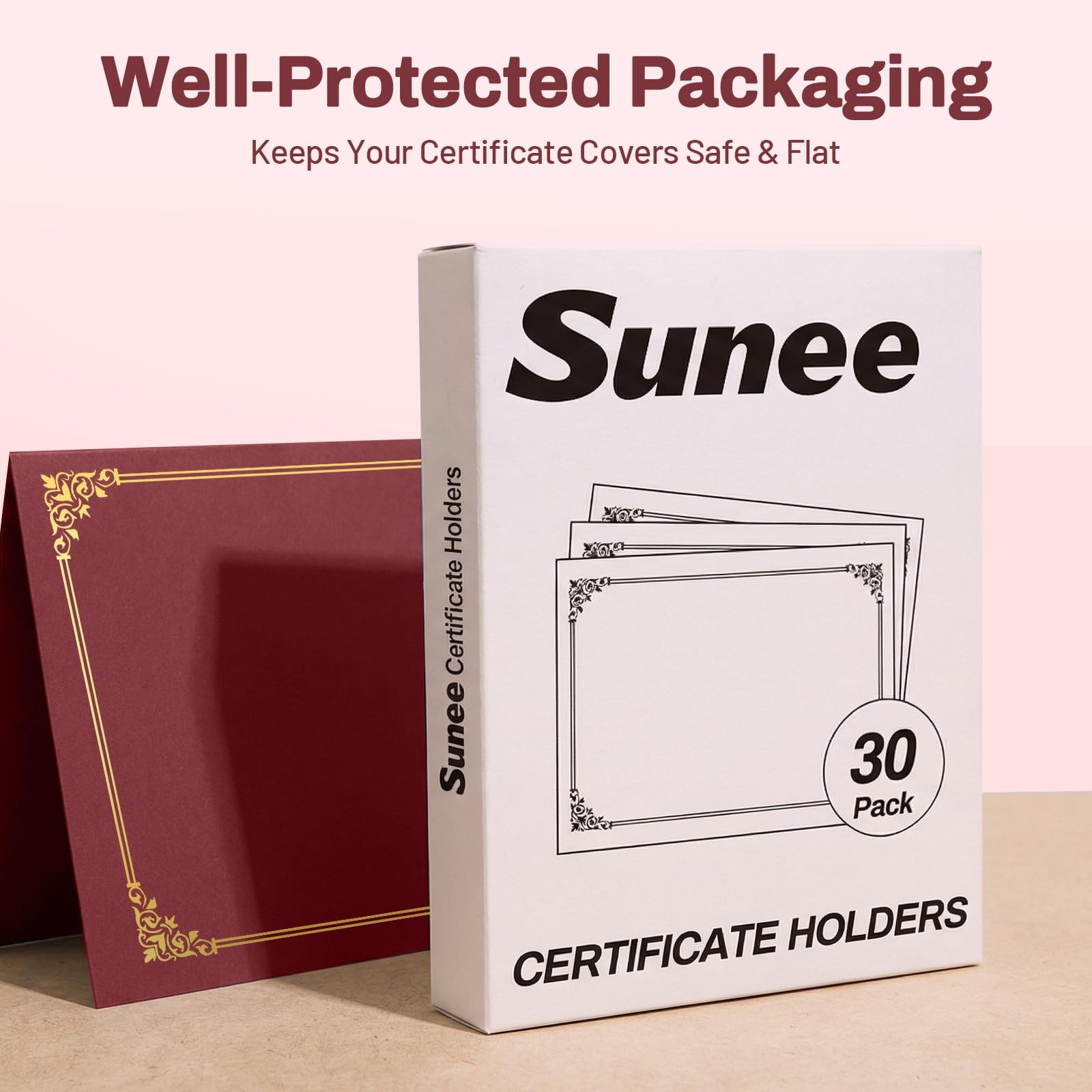 Certificate Holders(Burgundy, 30 Packs), Diploma Covers Gold Foil Border, for Le
