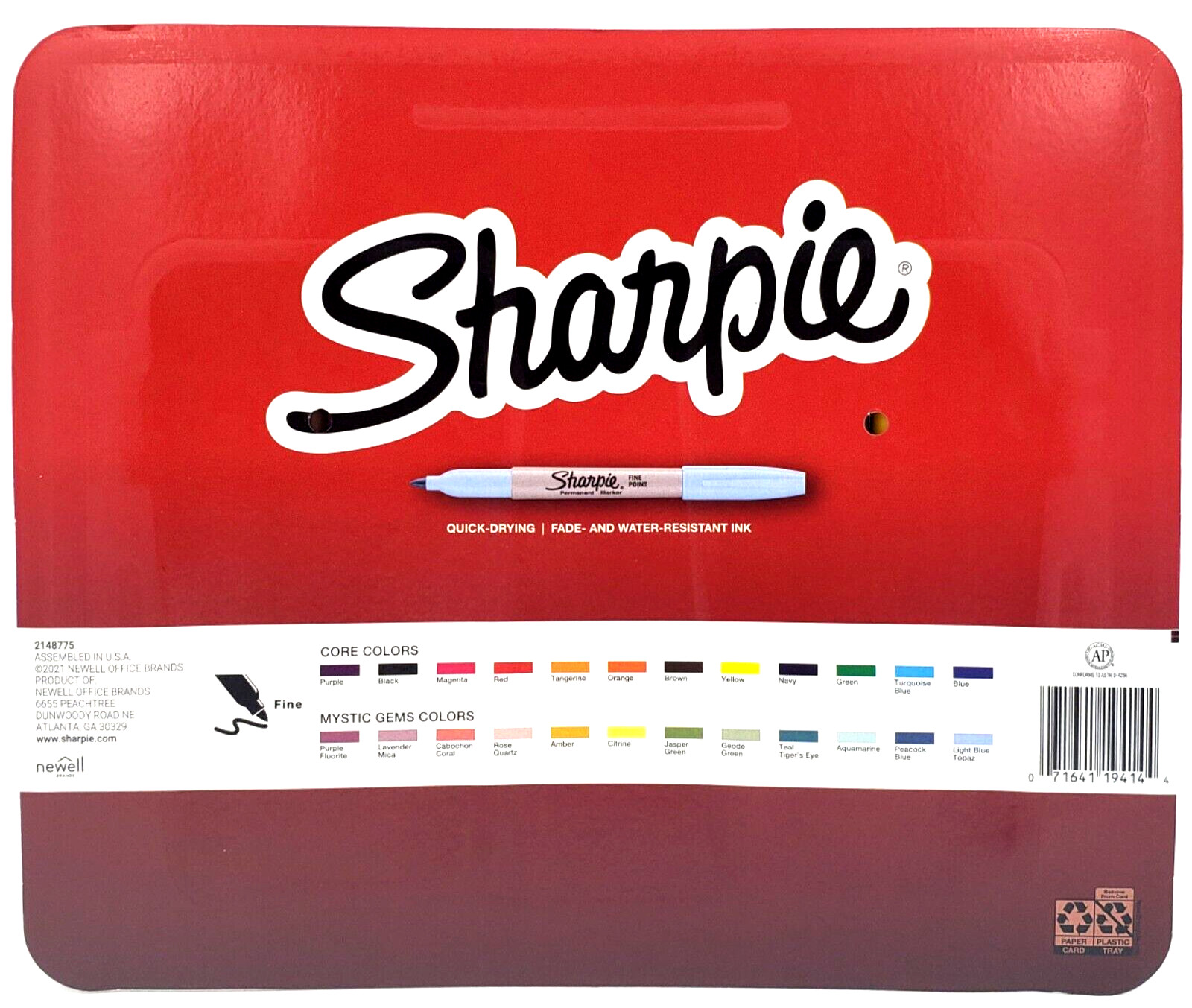 SHARPIE MYSTIC GEMS PERMANENT MARKERS QUICK 24 CT. DRY FADE & WATER RESISTANT