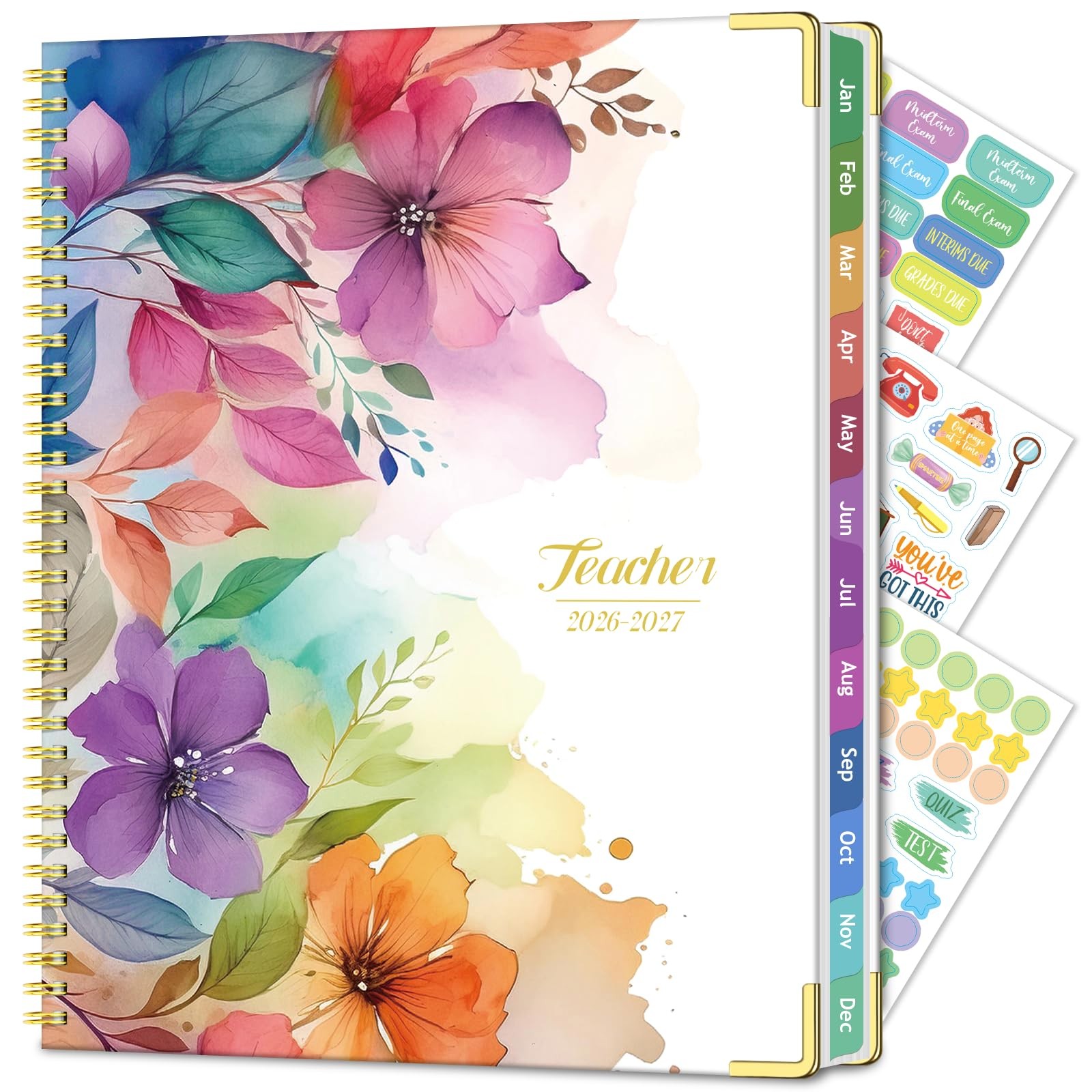 Teacher Planner 2026-2027, Jul 2026-Jun 2027 Academic Year, 8.5″ x 11″ Lesson…