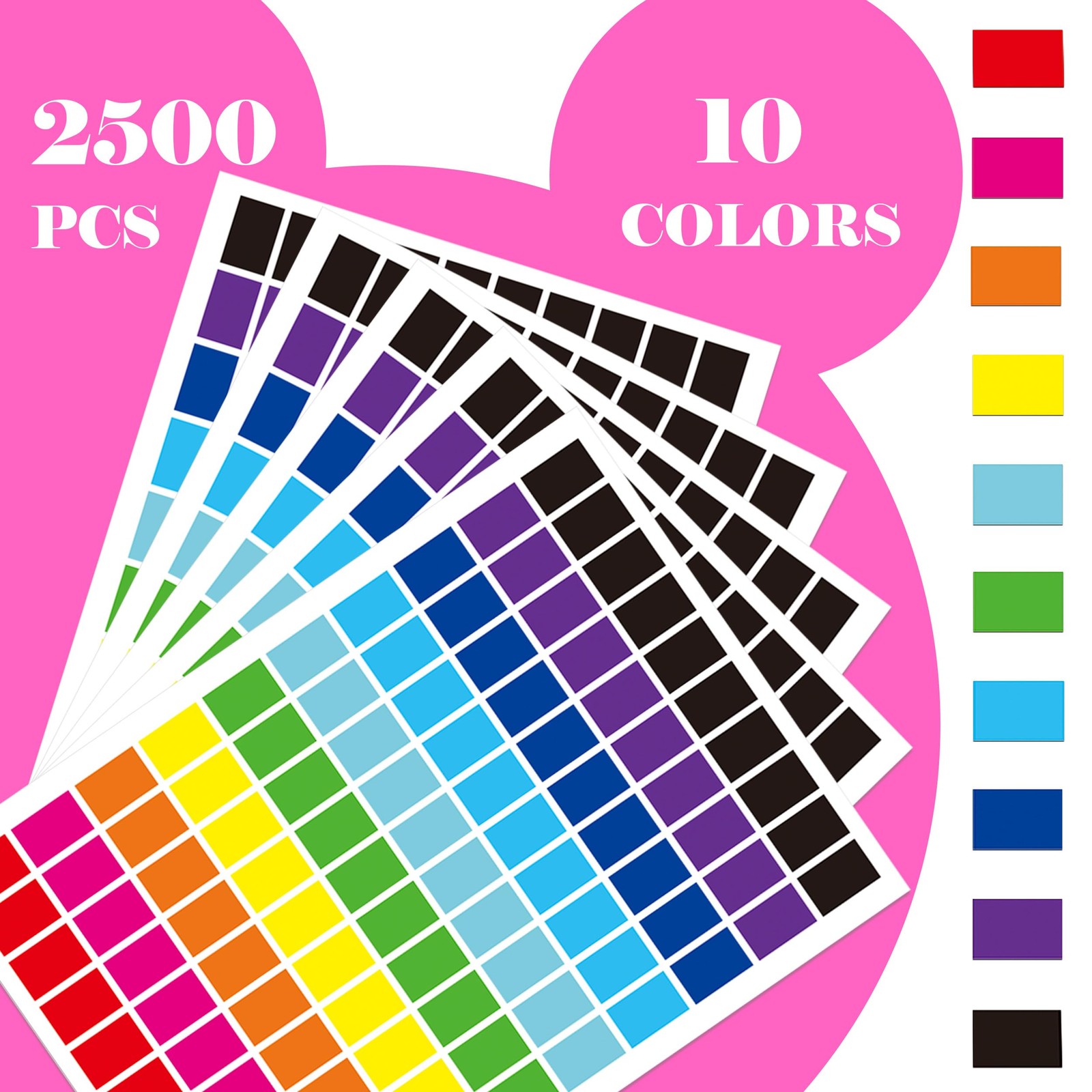 YSHIHE Colored Labels 2500 Rectangular – 3/4 Inch x 1/2 Inch, Multi-colored