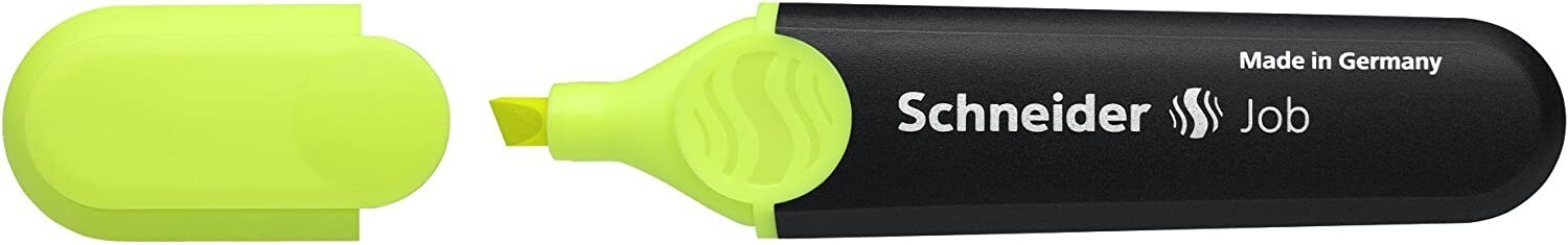 Schneider Job Highlighter, Chisel Tip 1 + 5mm Black Barrel, Yellow Ink Box of 10