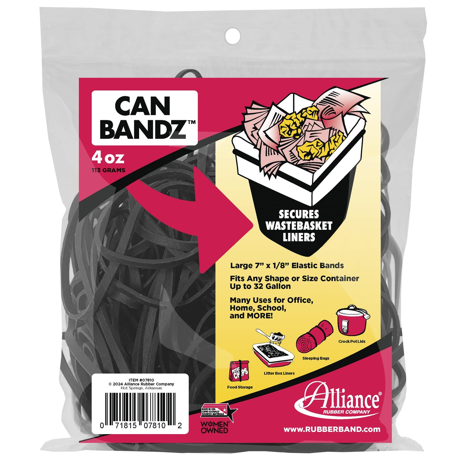 Alliance Rubber Company Inc. Can Bands 7-Inchx.12-Inch 50 Bands Black 07810 B…