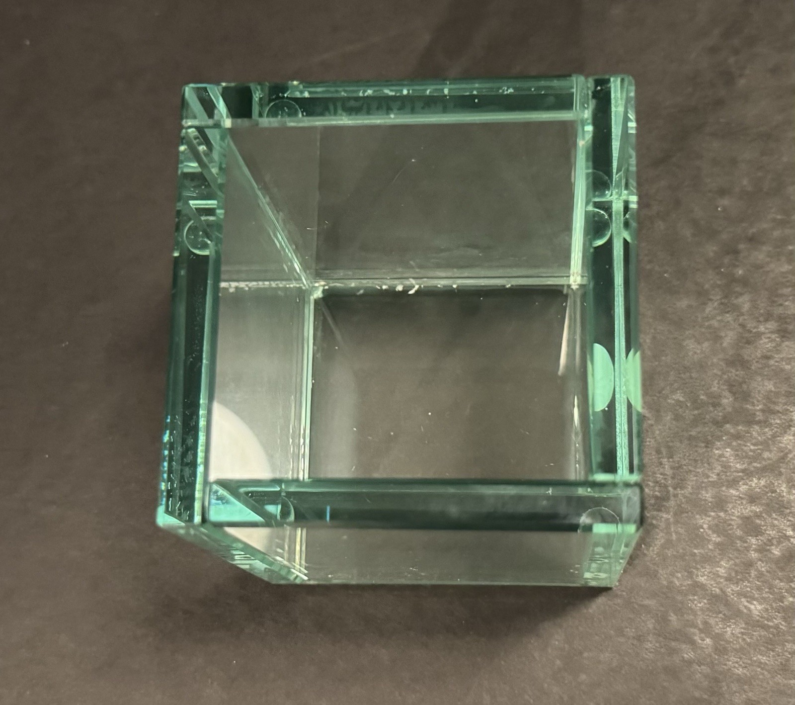 CRISTALLE Glass Pencil Cup ~Pens or Pencils Square Clear Holder~ New in Box