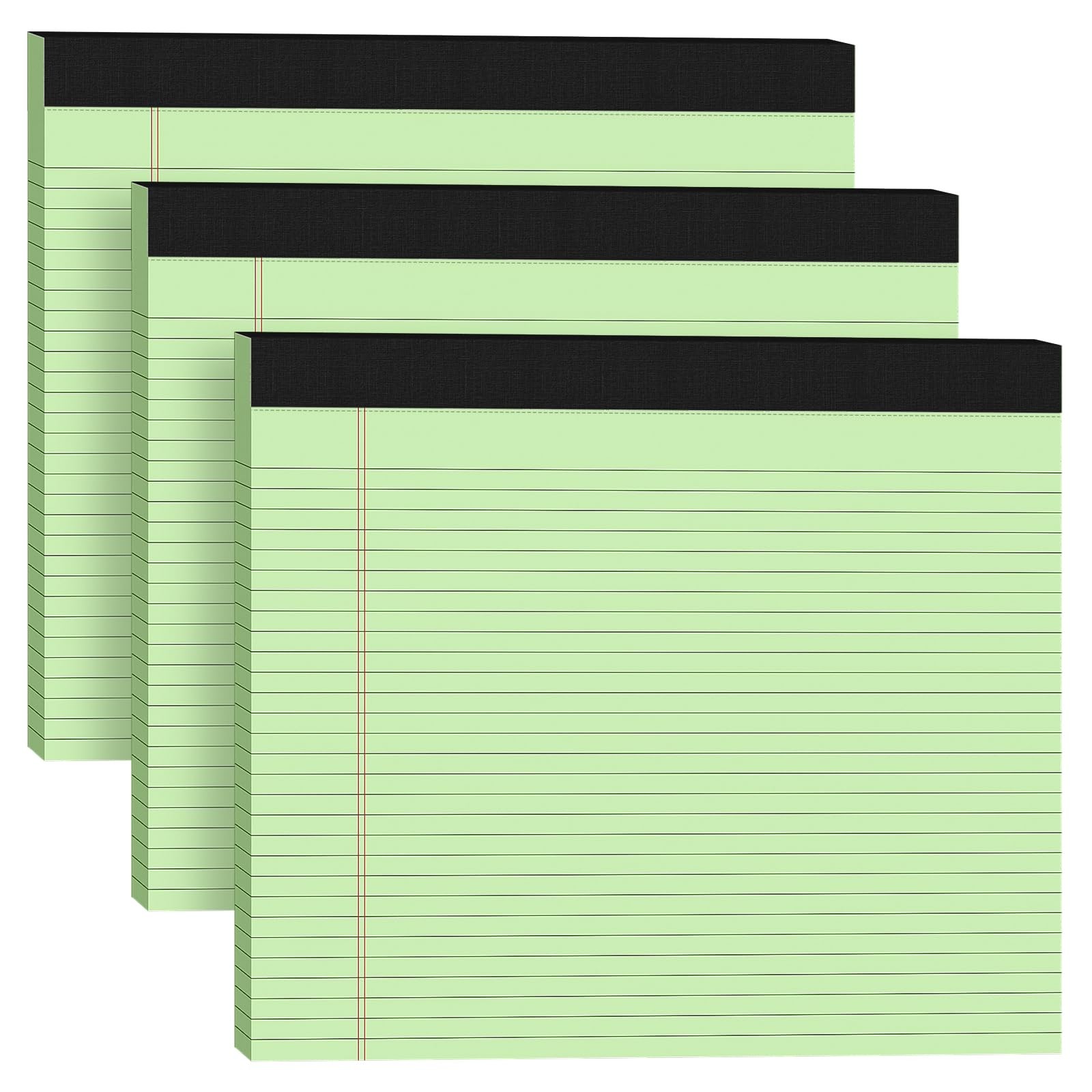 3 Pack Wide Legal Pads 11″ x 9.5″ (Landscape Format) College Ruled Note Green