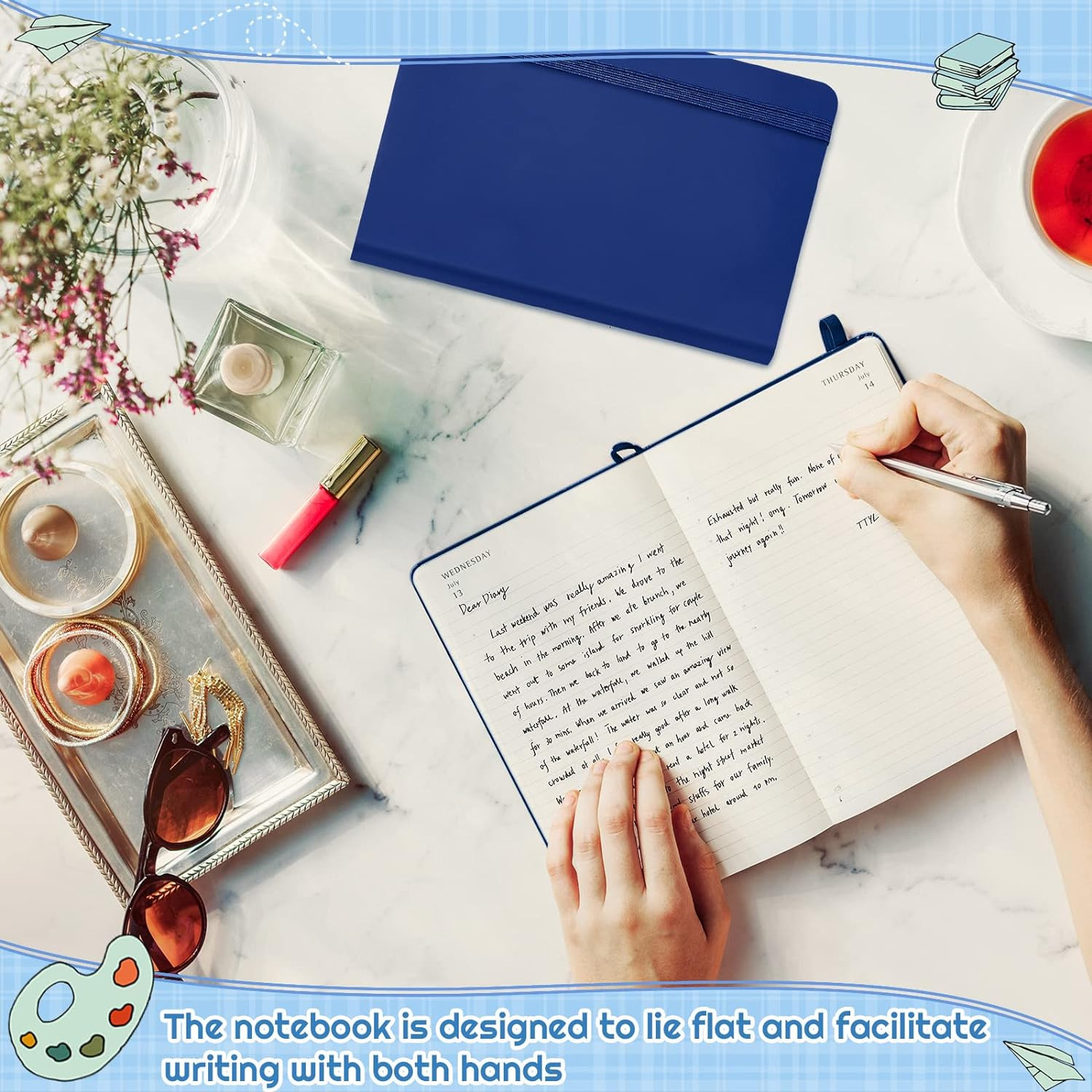 40 Pcs Small Notebooks A6 Pocket Journals 3.5X5.5 In Small Leather Notebook Blue