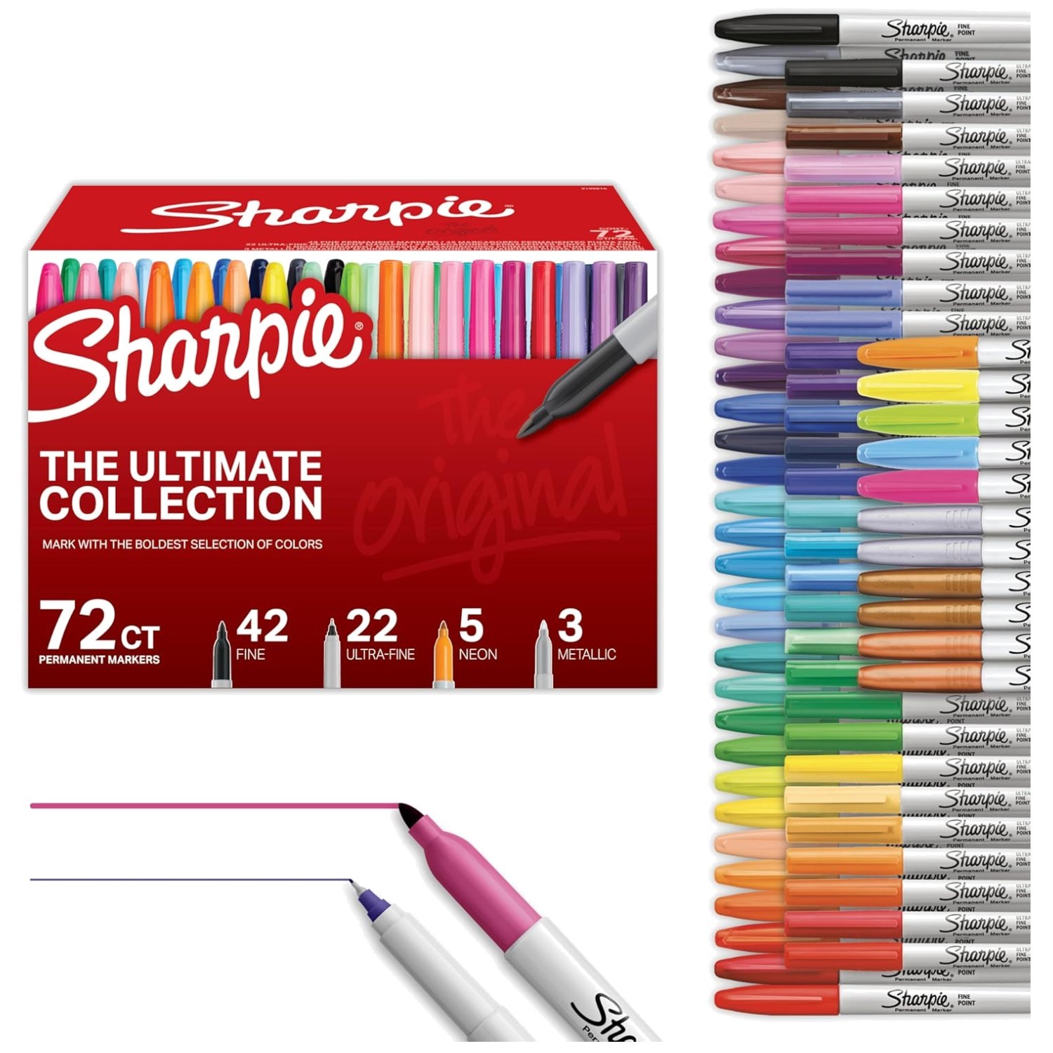 Assorted Colors Permanent Markers, 72 ct – Fine & Ultra Fine