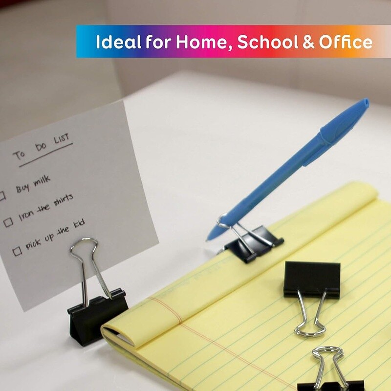 Assorted Binder Clips Small Medium Large Paper Clamps Office School 12 Pack New