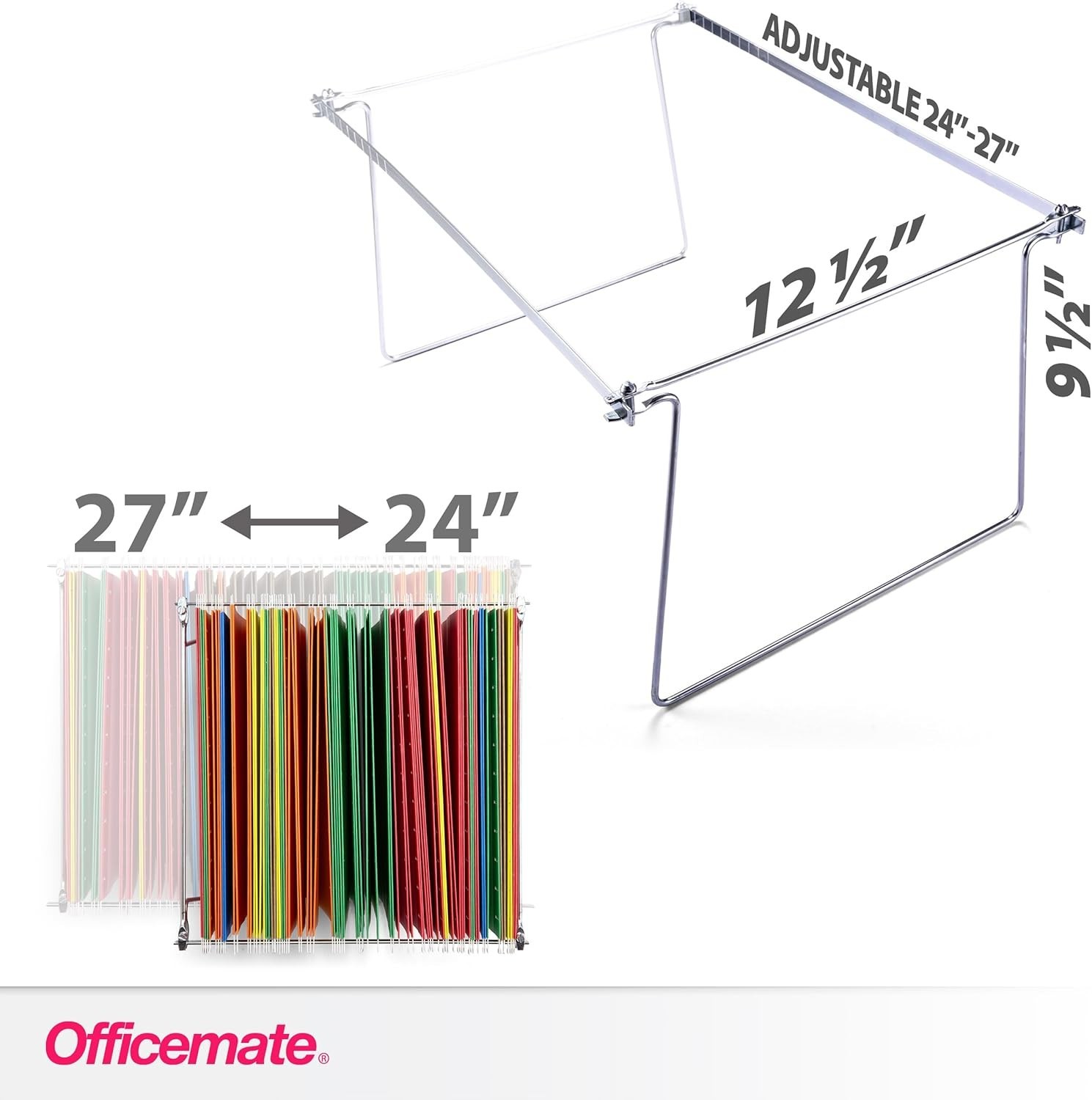 Silver Adjustable Hanging File Frame For Letter Size Folders 24 To 27 Inches