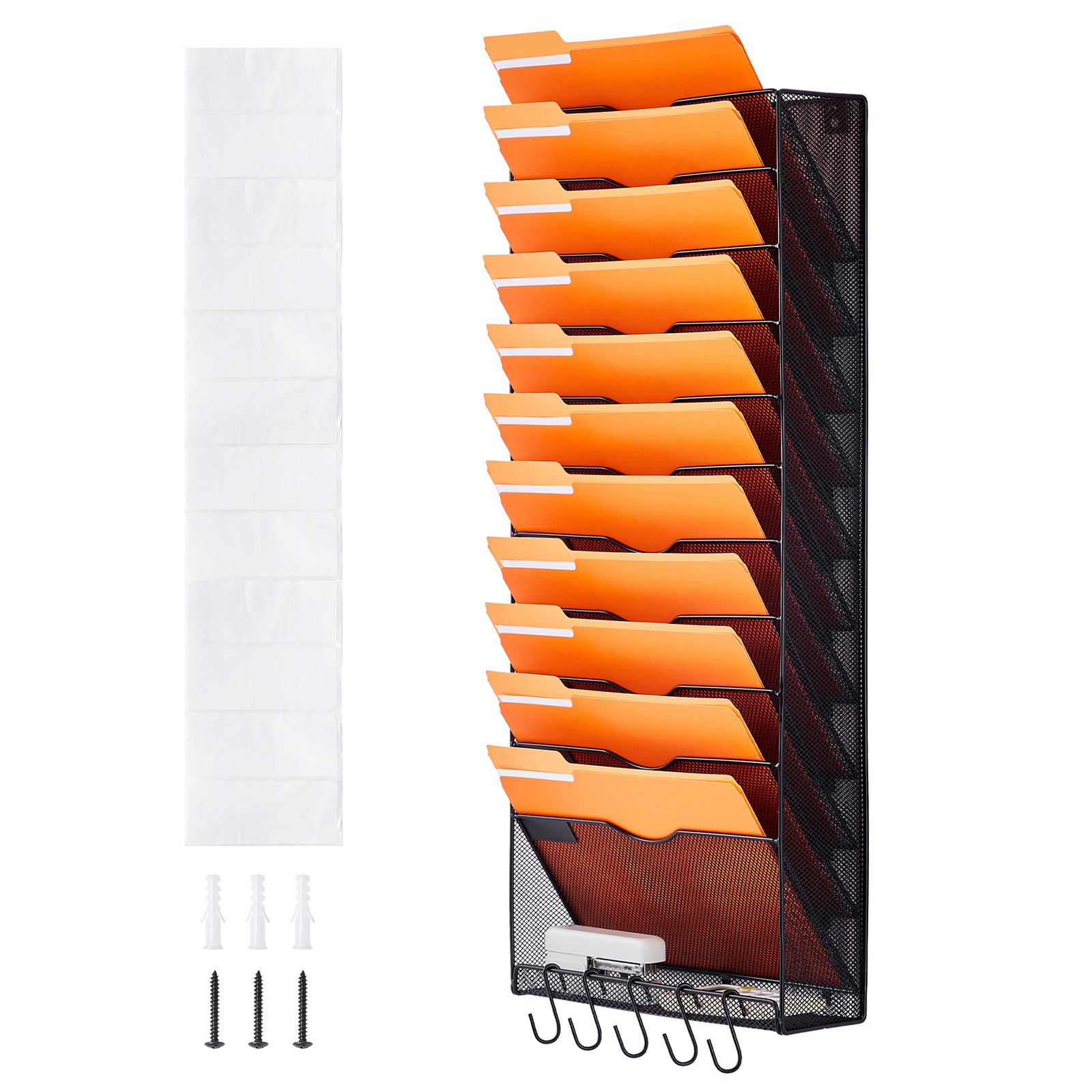 VEVOR File Wall Rack Mesh Wall File Holder 1-Piece 12 Pockets for Office/School