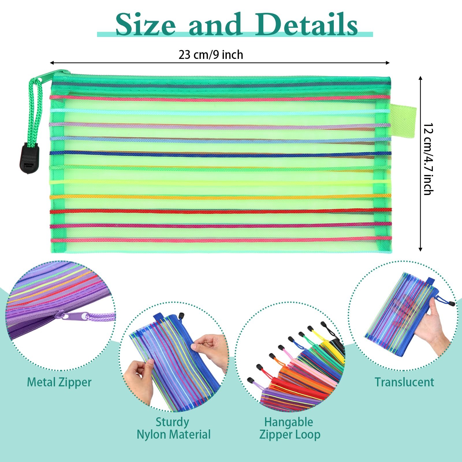 Glenmal 32 Pack Zipper Mesh Pouch Pencil Pouches Cases Multipurpose Storage B…