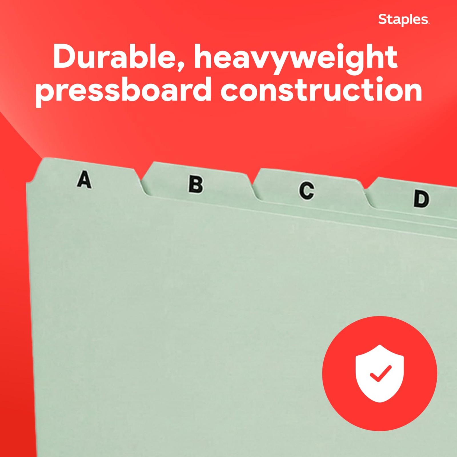 Staples A–Z Index File Guides, Letter Size, Light Green, Durable Alphabetical Fi