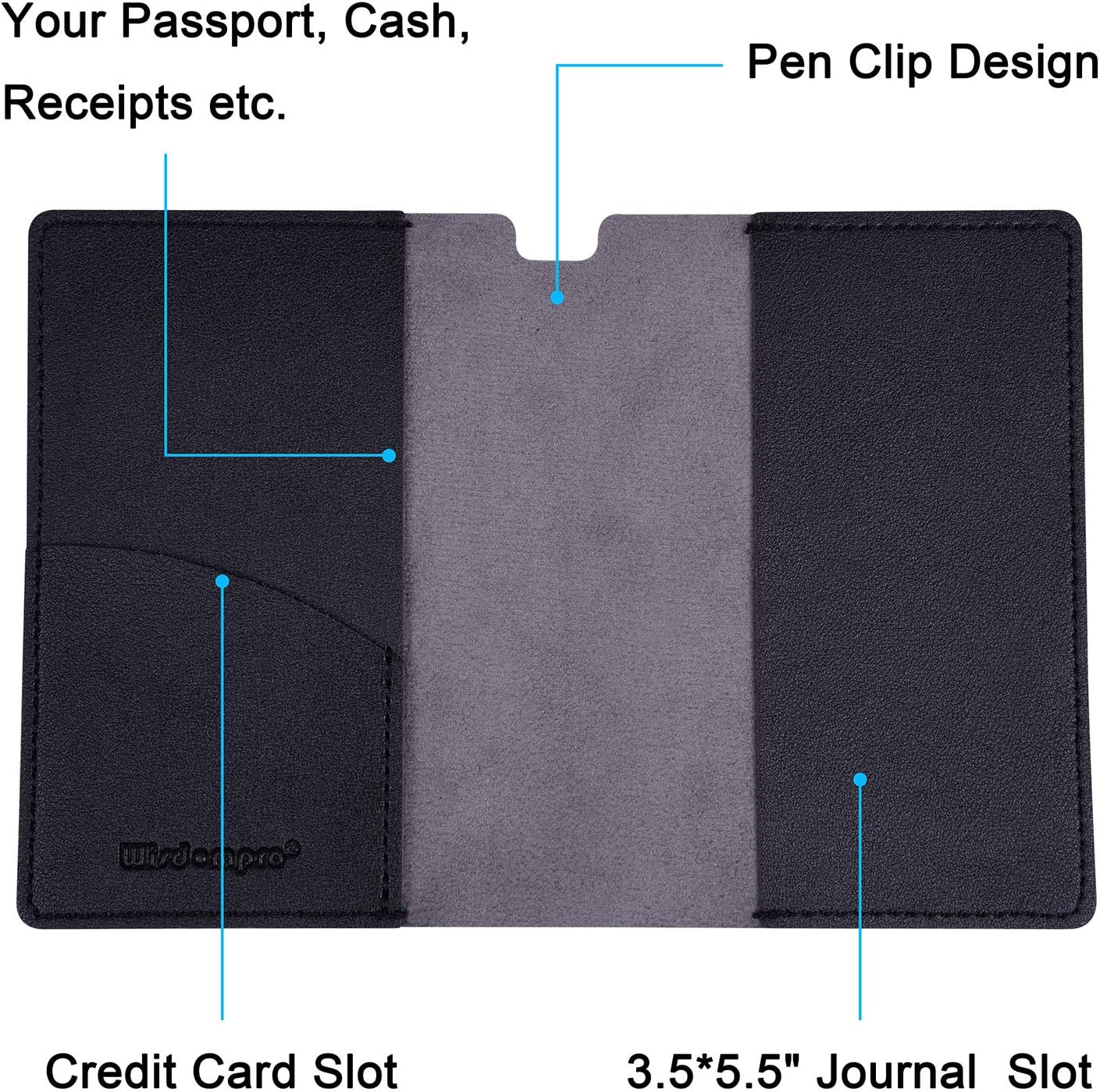 Wisdompro Journal Cover, 2 Pack PU Leather Notebook Cover for Field Notes, or Ot