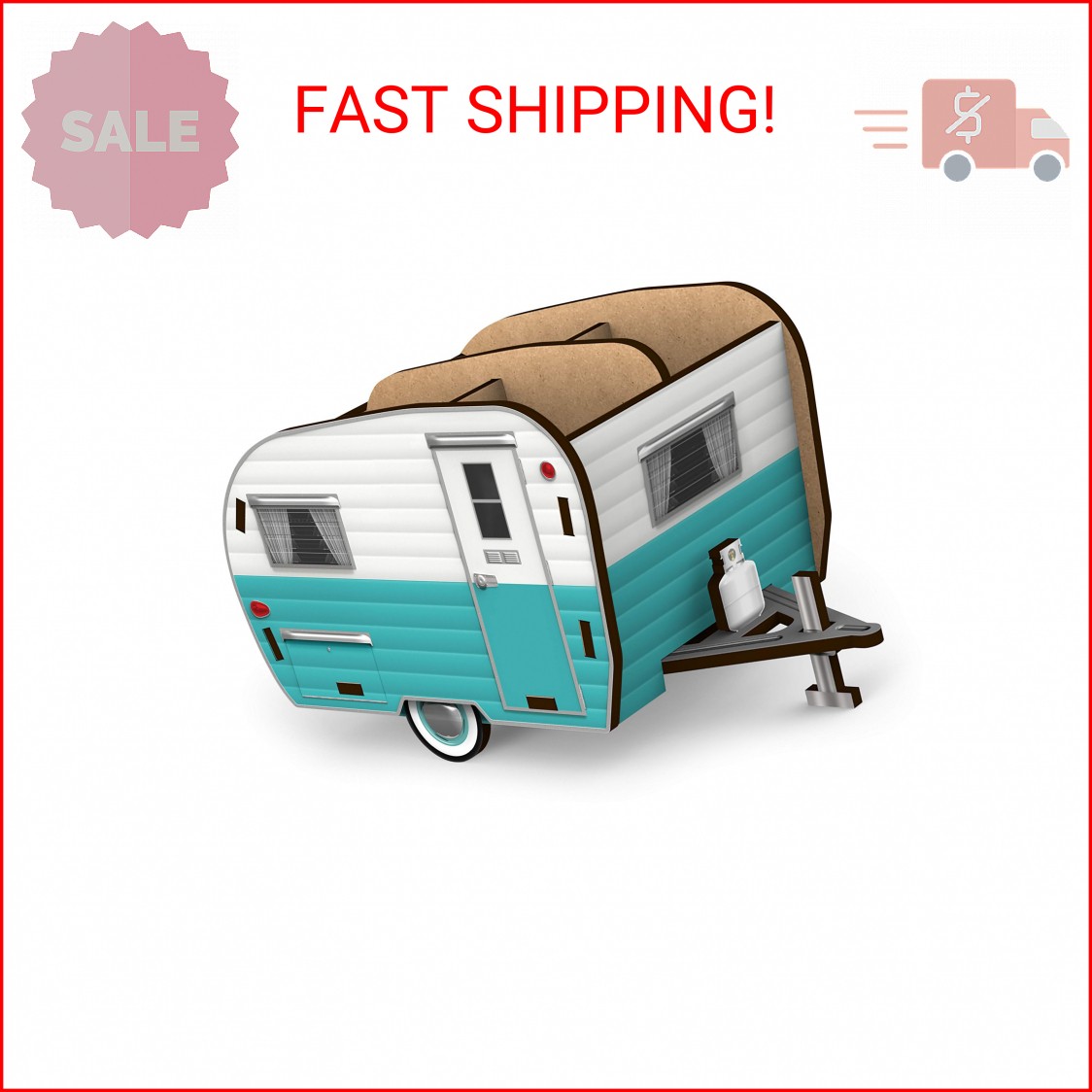 Genuine Fred HAPPY CAMPER Vintage Camper Pencil Holder, White and Blue, Retro De