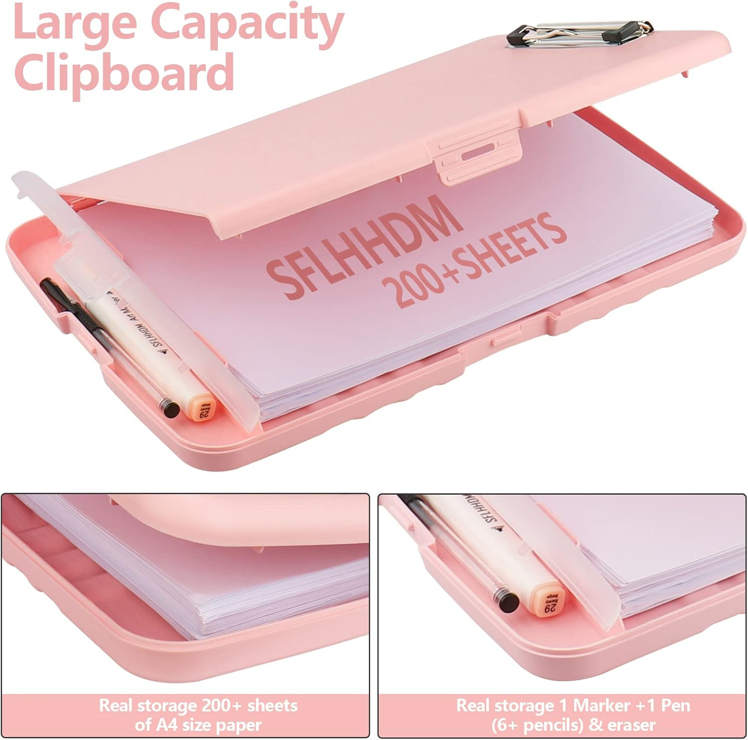 Plastic Clipboard with Storage, High Capacity Clip Boards 8.5X11 with Storage, H