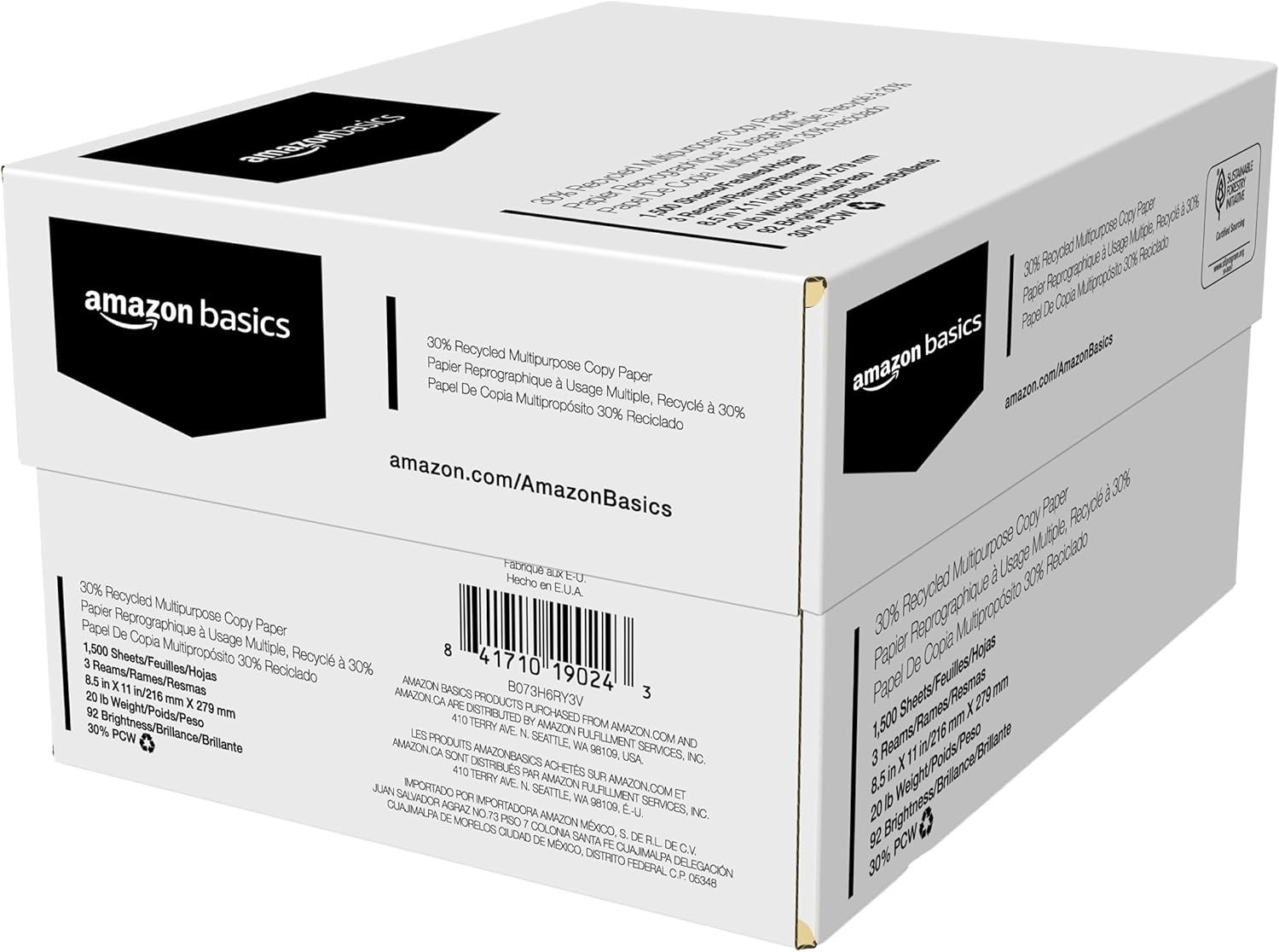 Professional Quality 30% Recycled Copy Printer Paper, 8.5×11 Inches, 3 Reams