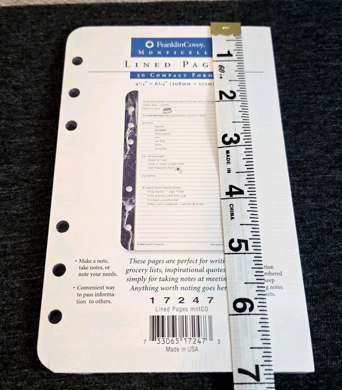 NEW 1998 Franklin Covey 50 Lined Compact Pages 4.25″ x 6.75″ Refills #17247