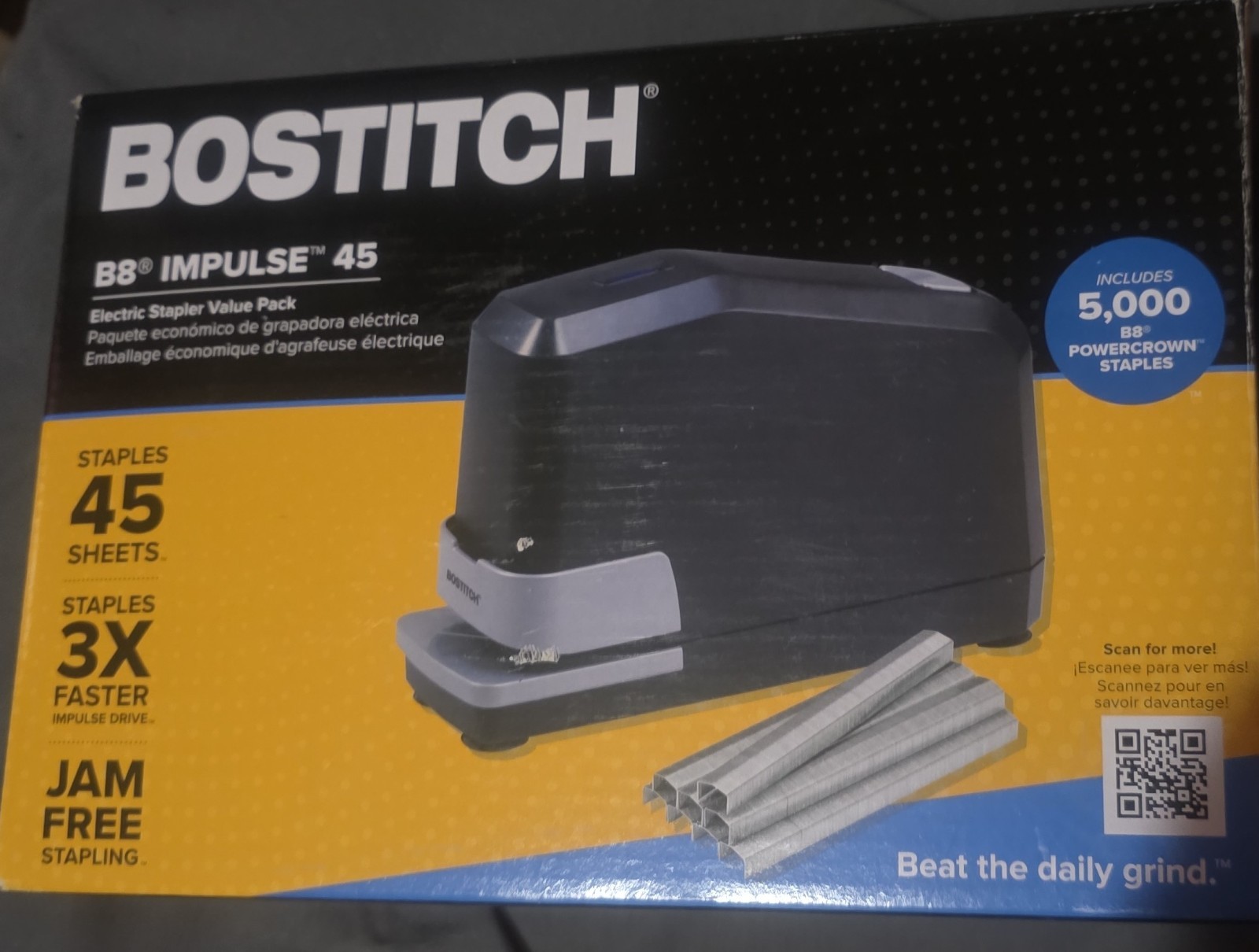 Bostitch B8E-VALUE B8 Impulse 45 Sheet Electric Stapler and Staples – Black