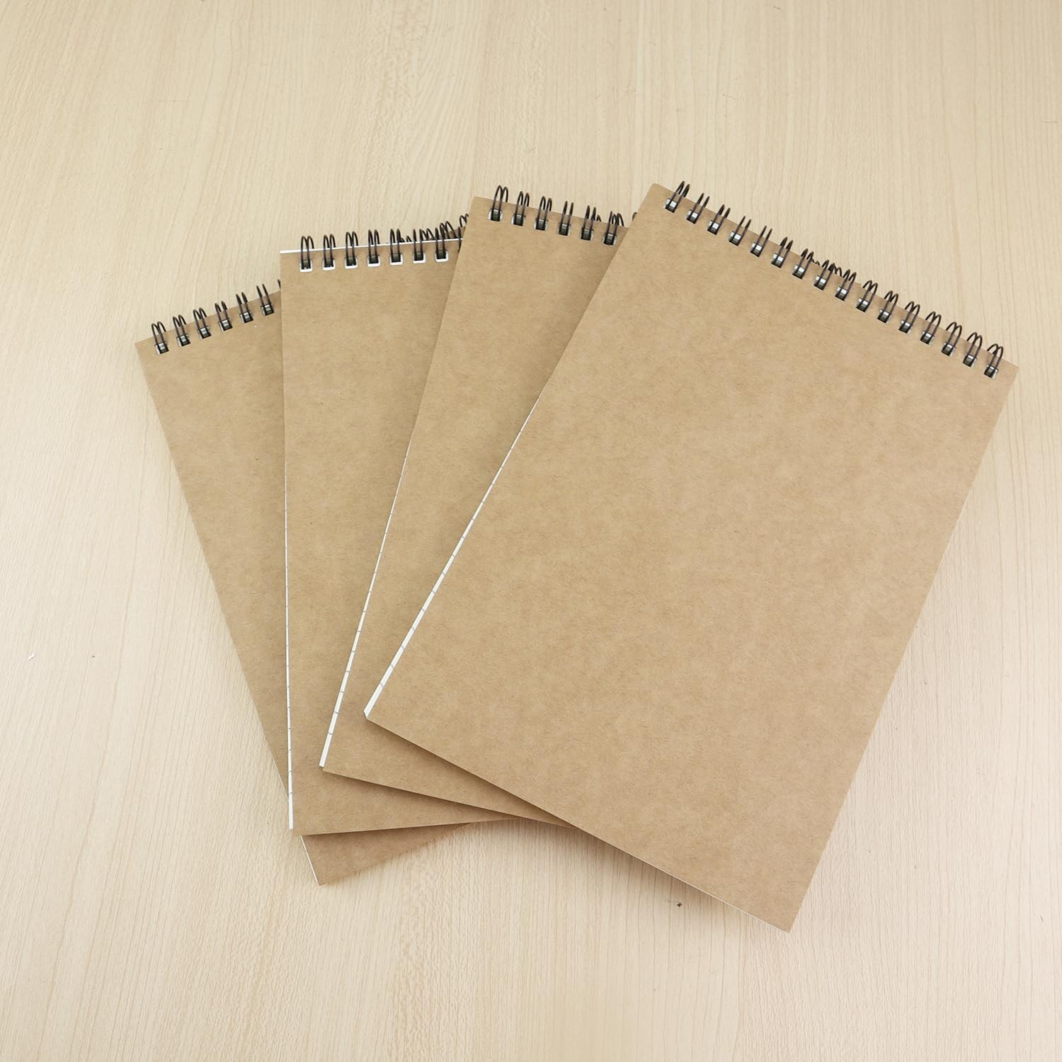 4 Pcs Top Bound Spiral Notebook,8.3 inch x 5.8 inch,60 Sheet,7mm Kraft (4pcs)