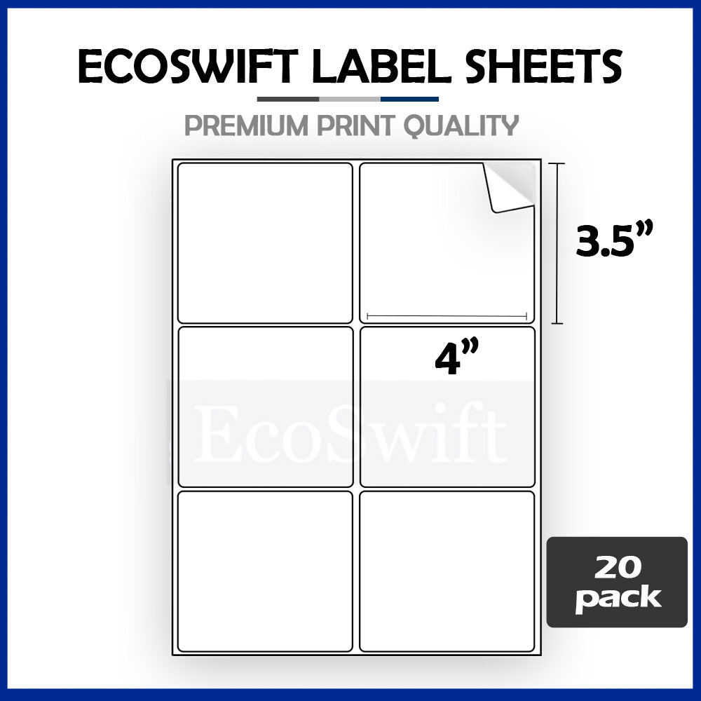 (120) 4 x 3 1/3 EcoSwift Laser/Ink Address Shipping Adhesive Labels 6 per sheet