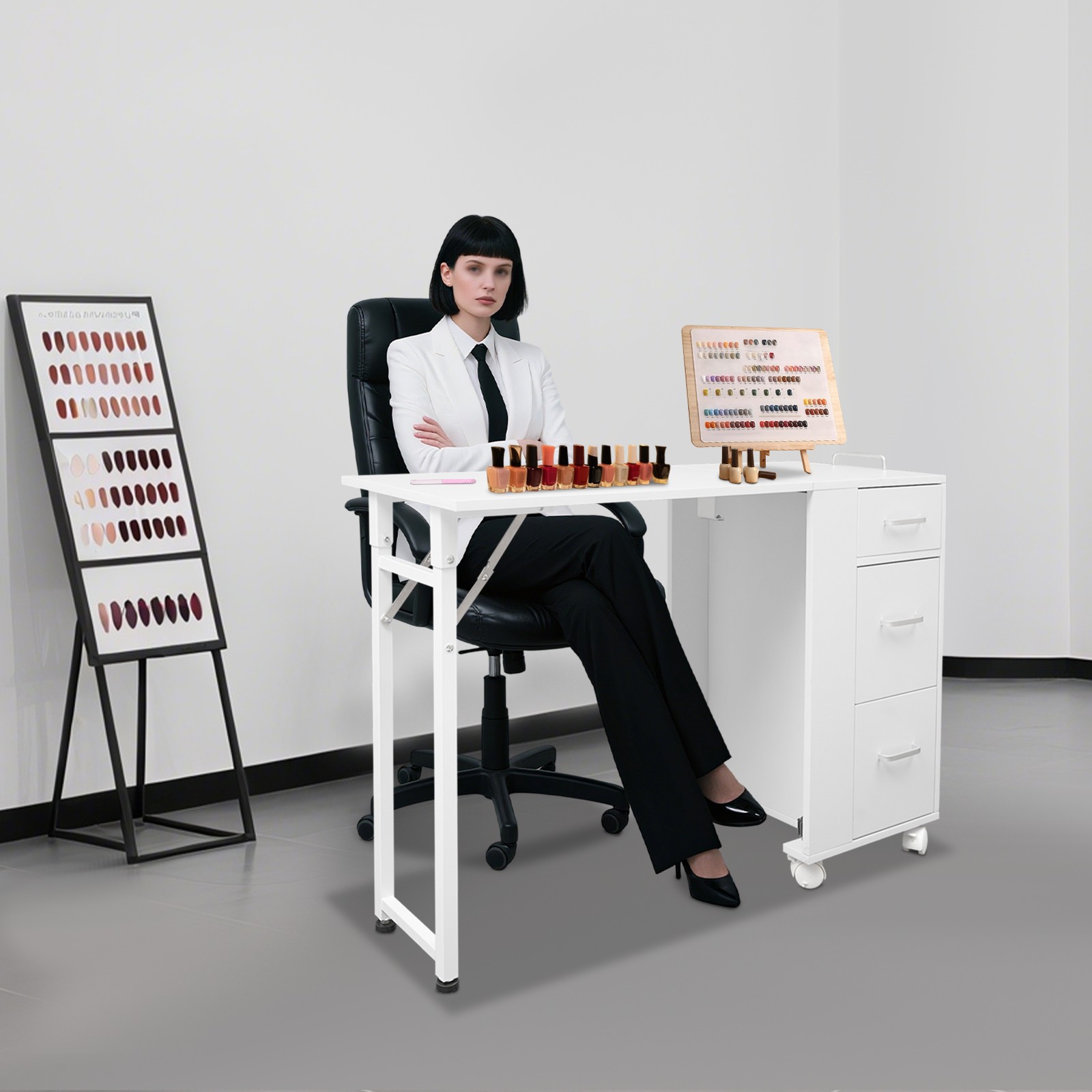 Nail Desk, Manicure Table, Foldable Manicure Table White
