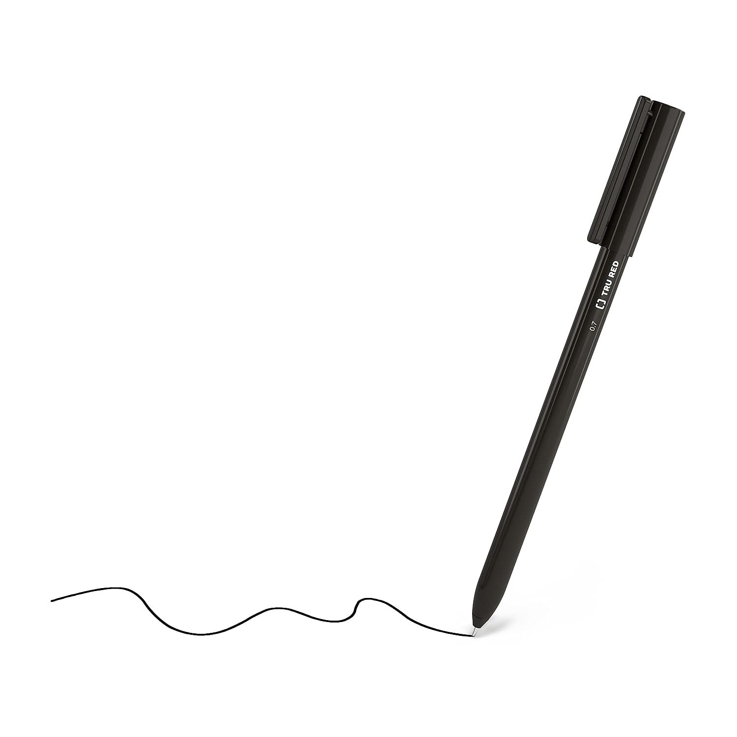 TRU RED Ballpoint Stick Pens, Fine Point 0.7mm, 12 Count (Pack of 1), Black