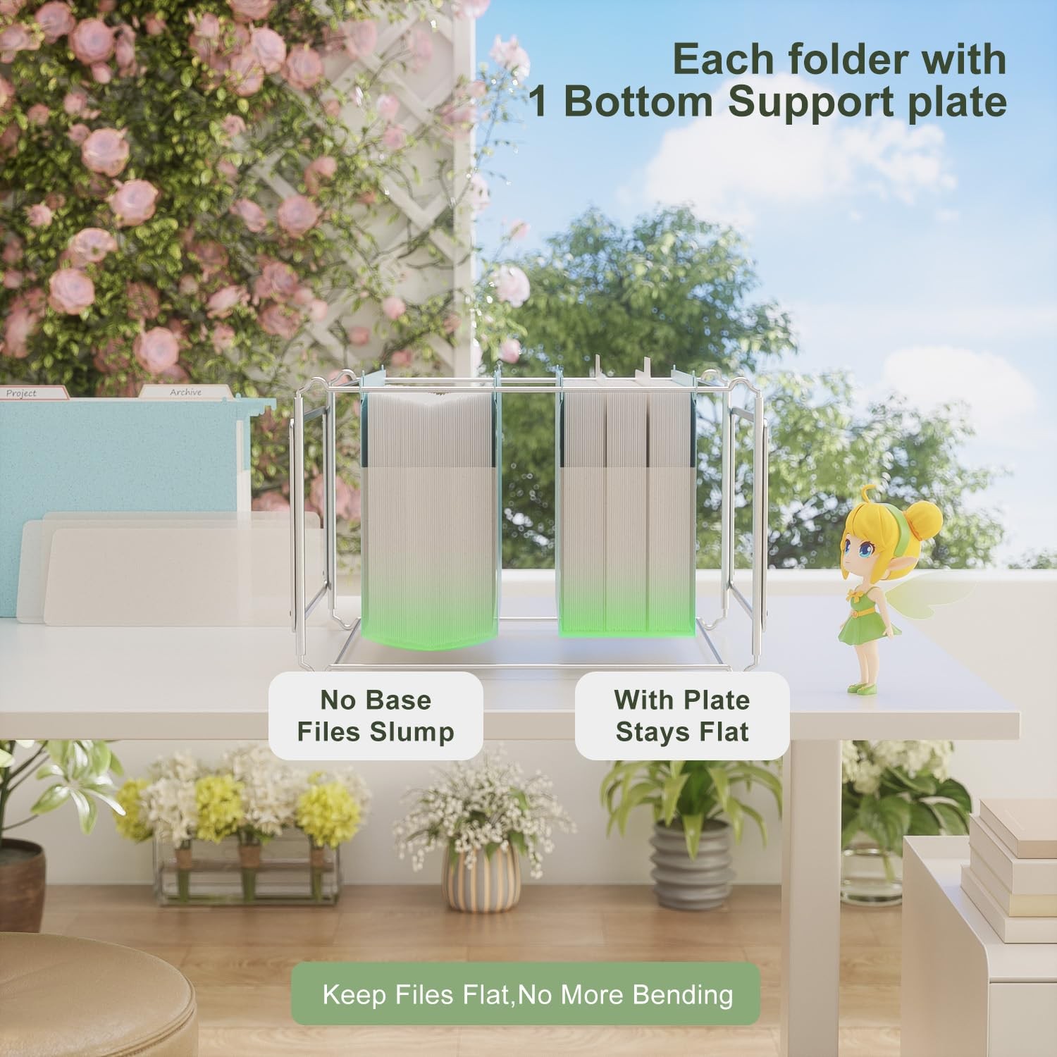 3 Pack Sky Blue Extra Capacity Hanging File Folders 4.72 inch Wheat Straw