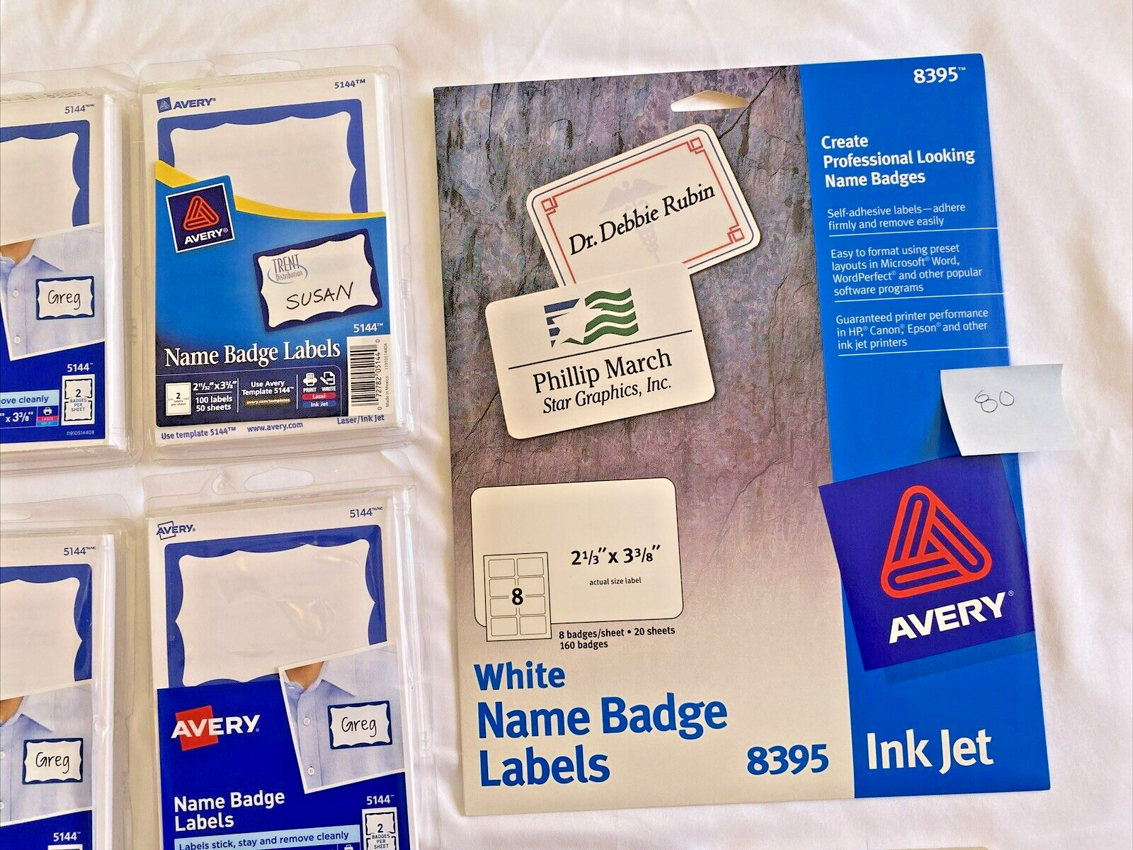 Self-adhesive Name Badge Labels 11 Packs Avery 5144 5143 5146 8395 2×3” White