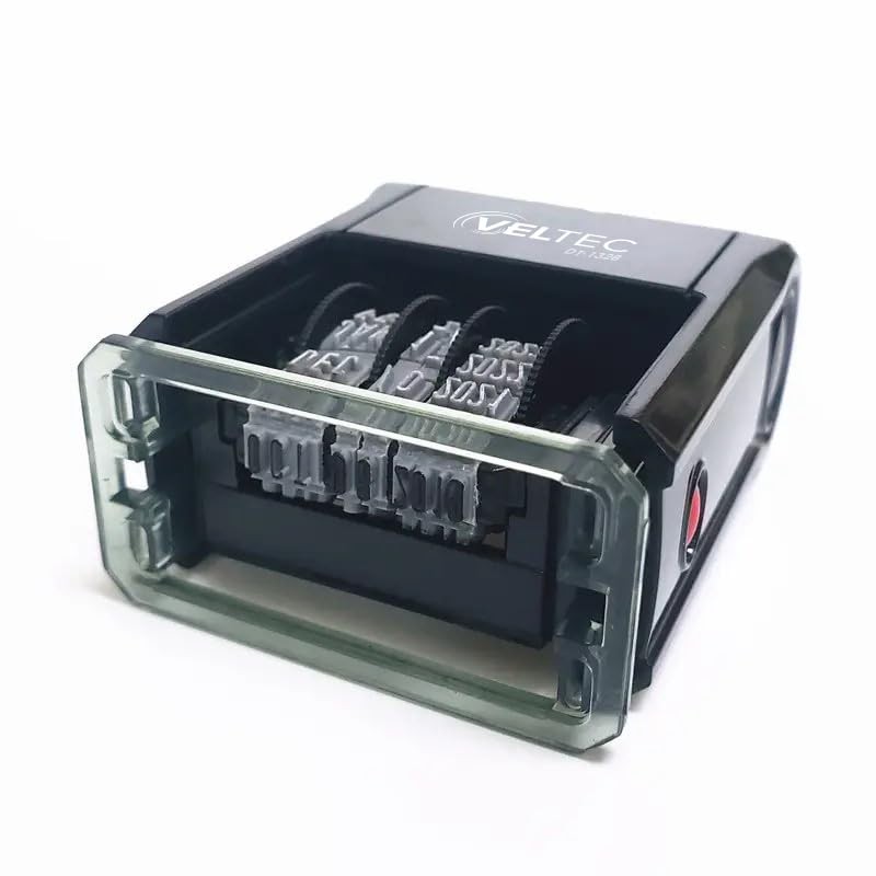 Self Inking Date Stamp with Month, Day, Year – Easy to Use & Adjust, Black