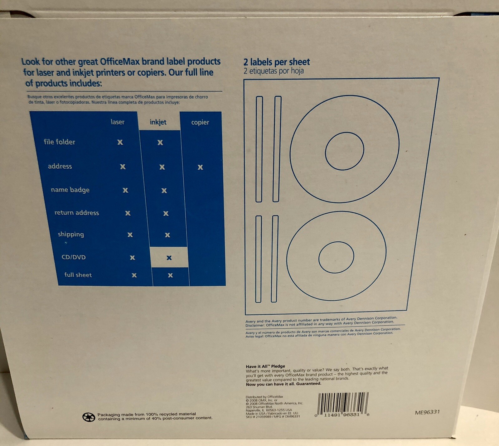 Inkjet CD/DVD 4.5″ Labels White 40 Pack Family Reunion Office Max