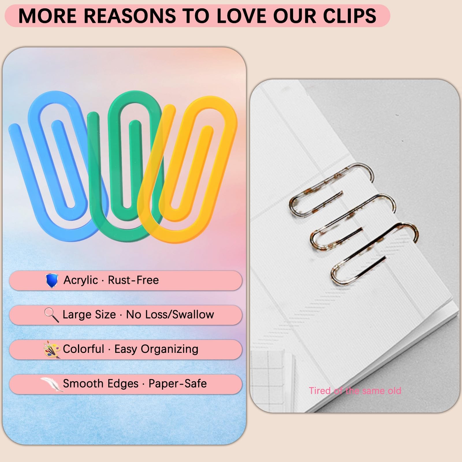 Graduation Gifts, 24 Pcs Jumbo Translucent Acrylic Paper Clips, Minimalist Ae…
