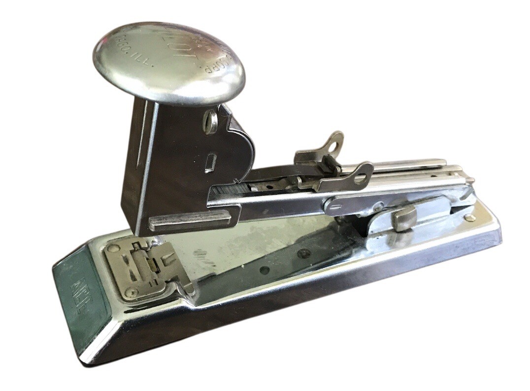 Vintage Stapler Ace Fastener Corp Chicago Model 404, Nickel Chrome, #1