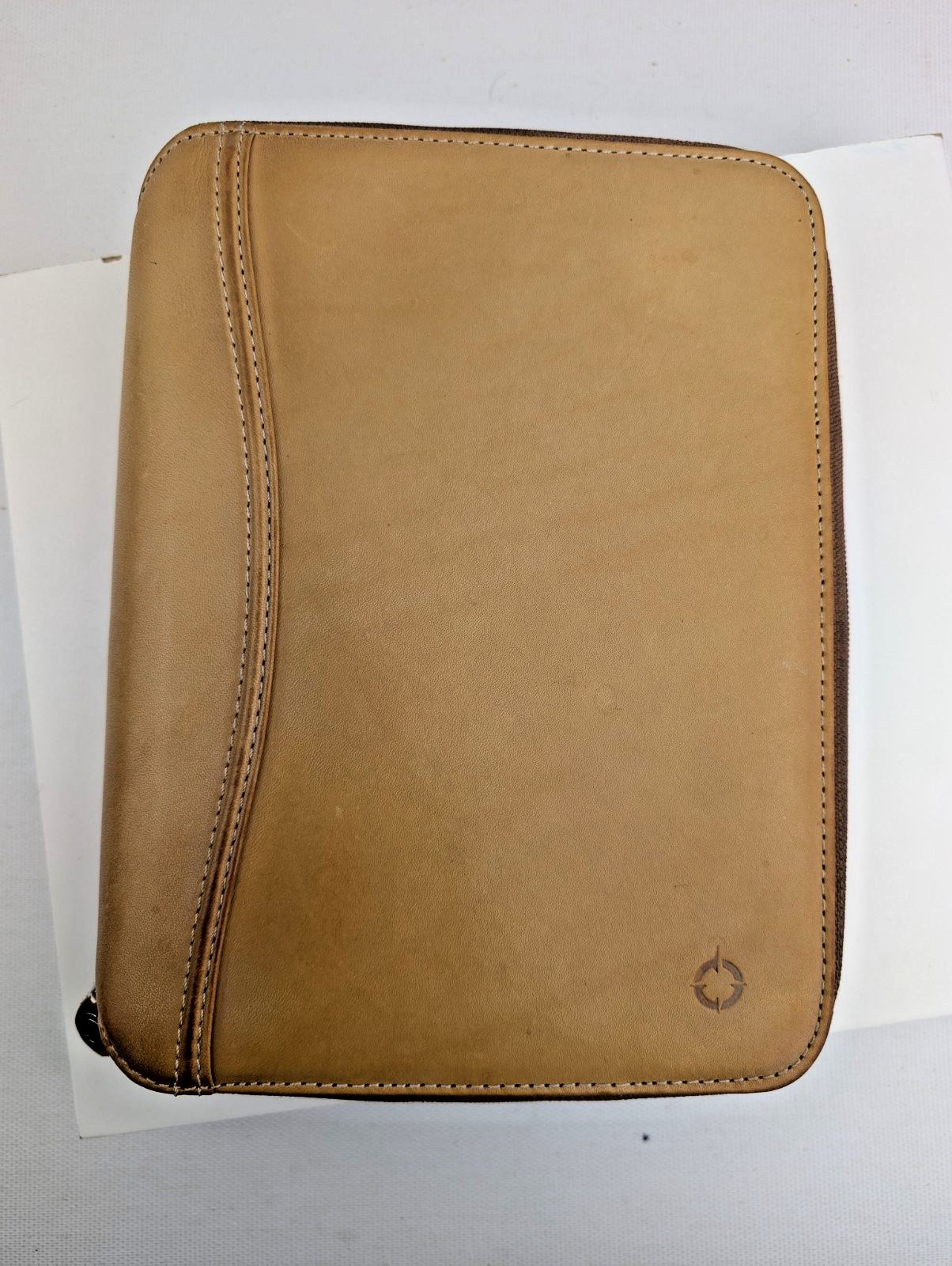 FranklinCovey Camel Brown 100% Leather Pocket 7-Ring Binder Planner Organizer