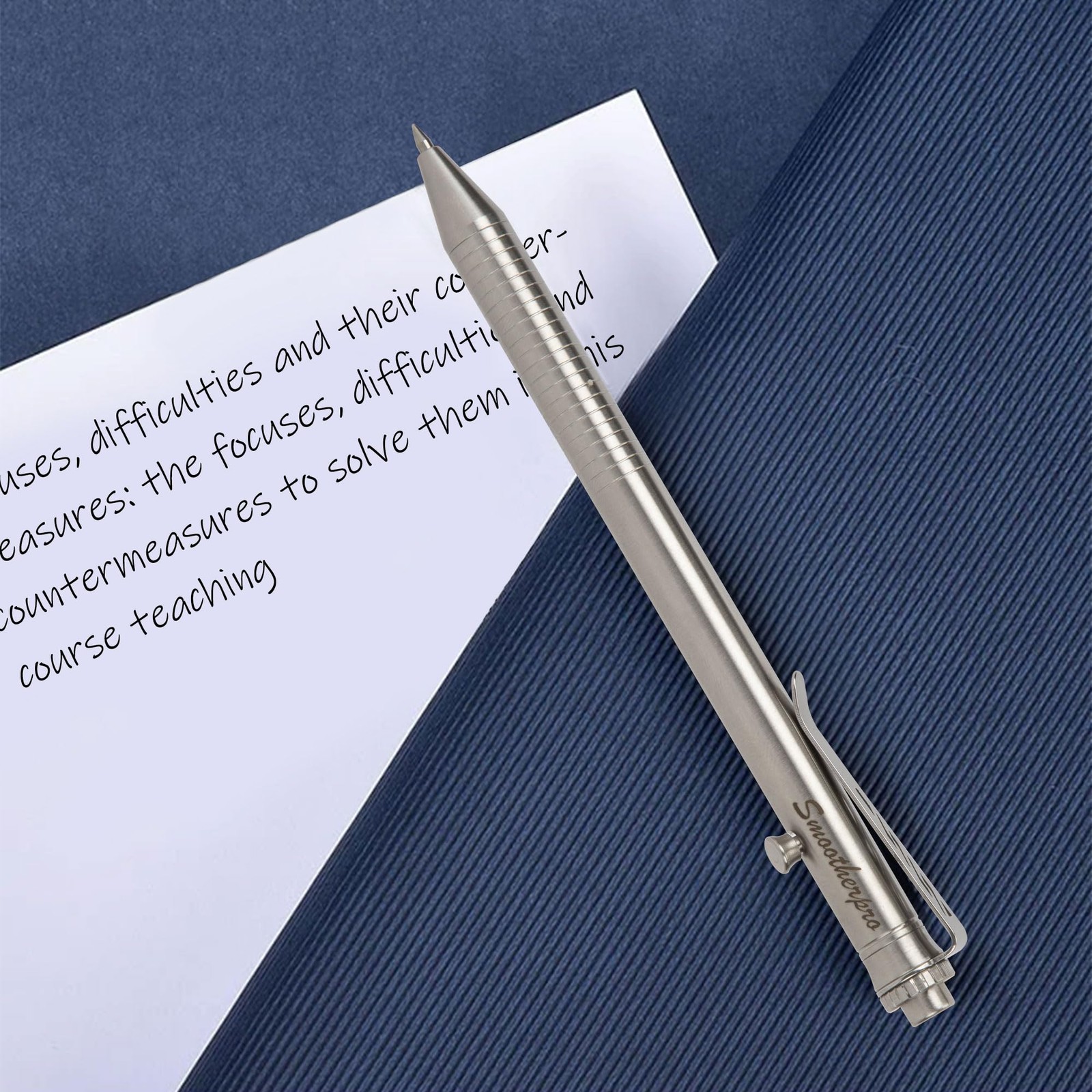 SMOOTHERPRO Bolt Action Pen, Stainless Steel 1 Count (Pack of 1), Natural
